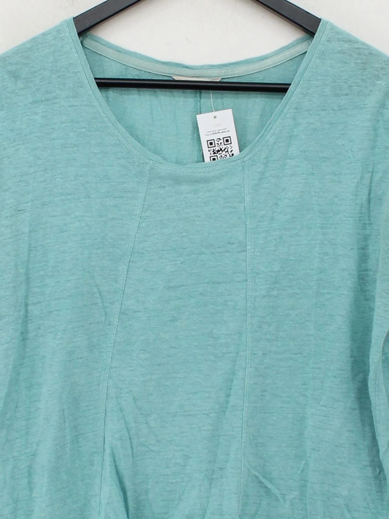 White Stuff Women's Top UK 10 Blue 100% Other 3/4 Sleeve V-Neck Basic - Image 3