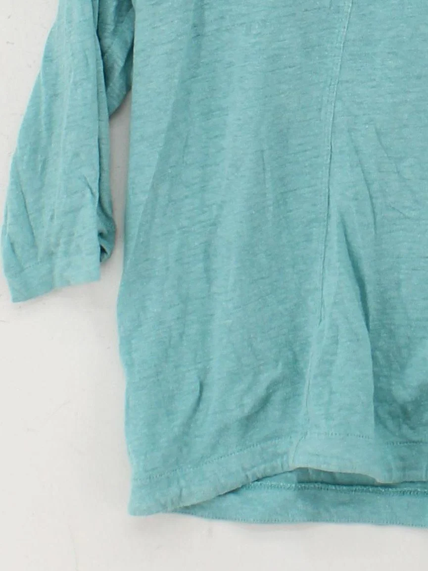 White Stuff Women's Top UK 10 Blue 100% Other 3/4 Sleeve V-Neck Basic - Image 4