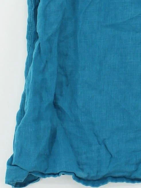 White Stuff Women's Top UK 10 Blue Linen with Cotton Short Sleeve Collared Basic - Image 4