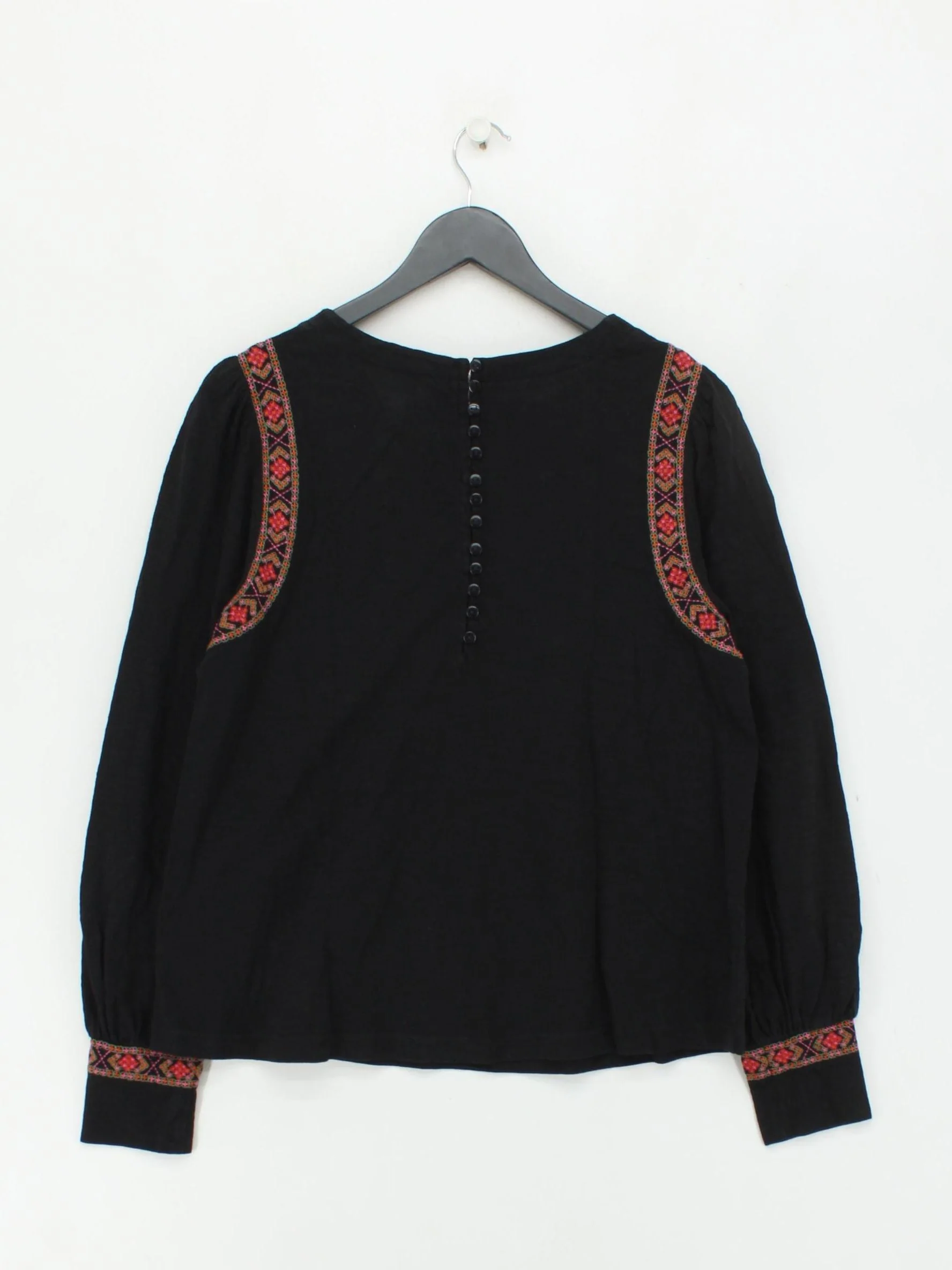 White Stuff Women's Top UK 12 Black 100% Polyester Long Sleeve Round Neck Basic - Image 2