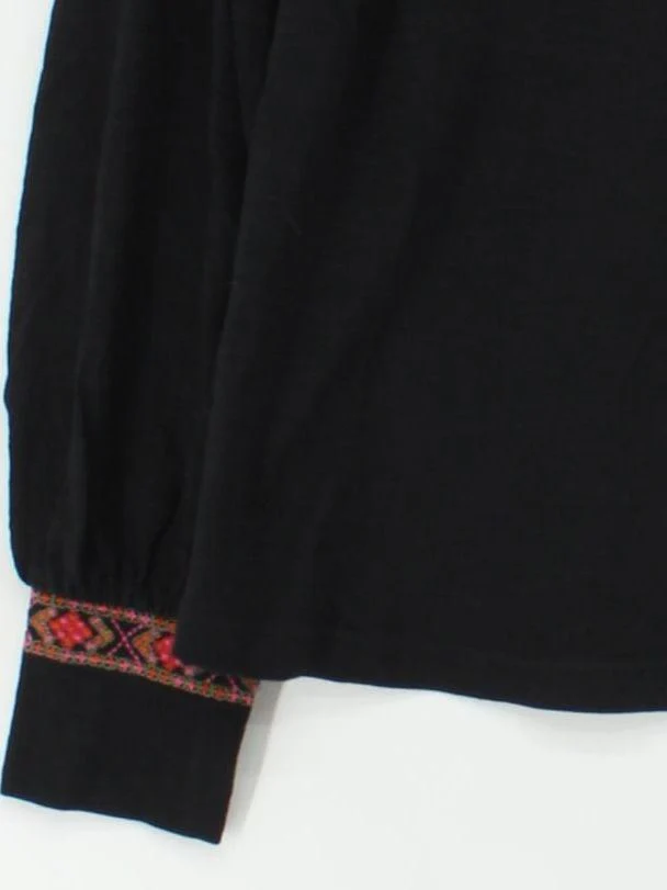 White Stuff Women's Top UK 12 Black 100% Polyester Long Sleeve Round Neck Basic - Image 4