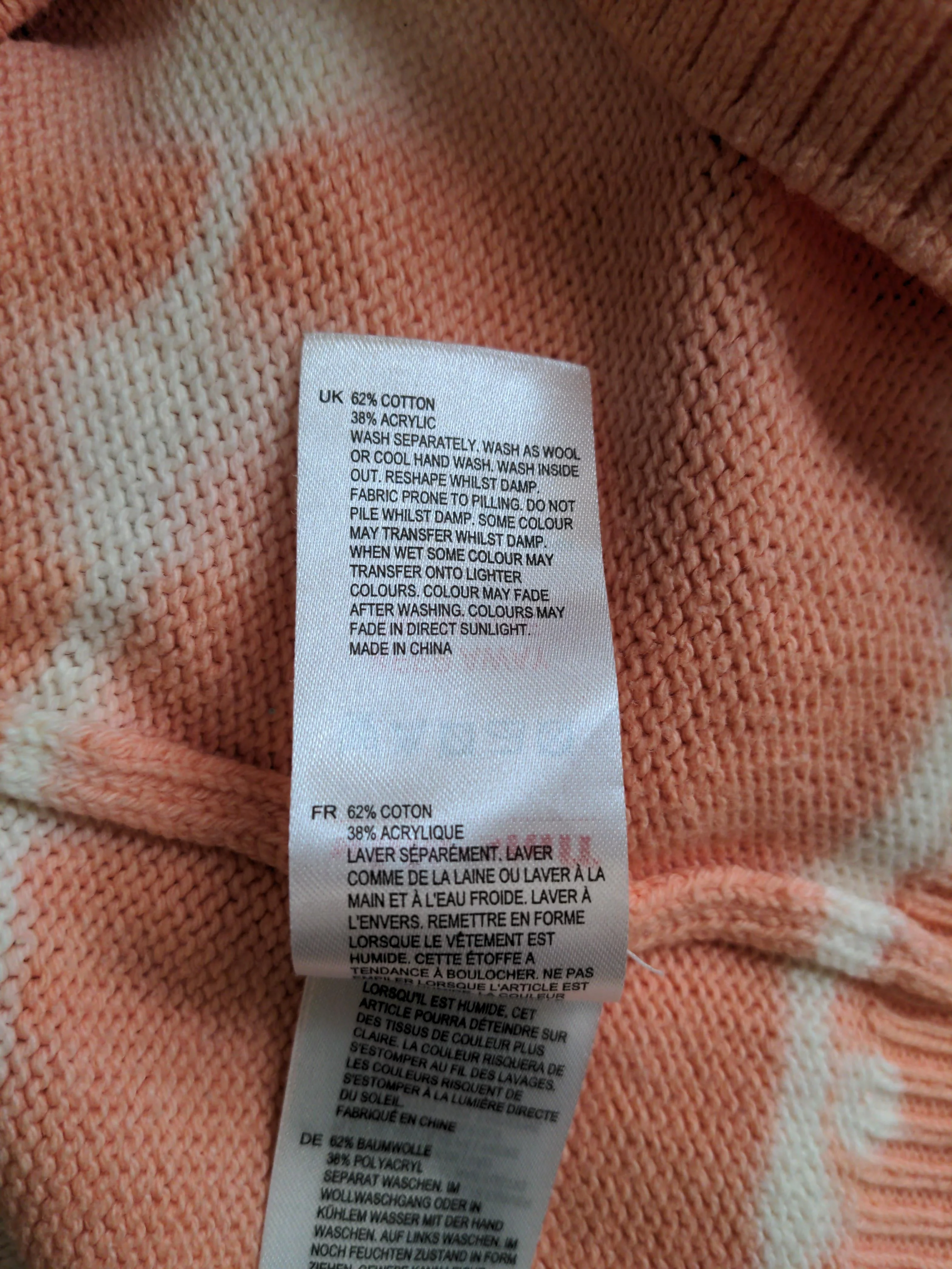 White Stuff Women's Top UK 12 Orange Cotton with Acrylic Basic - Image 6