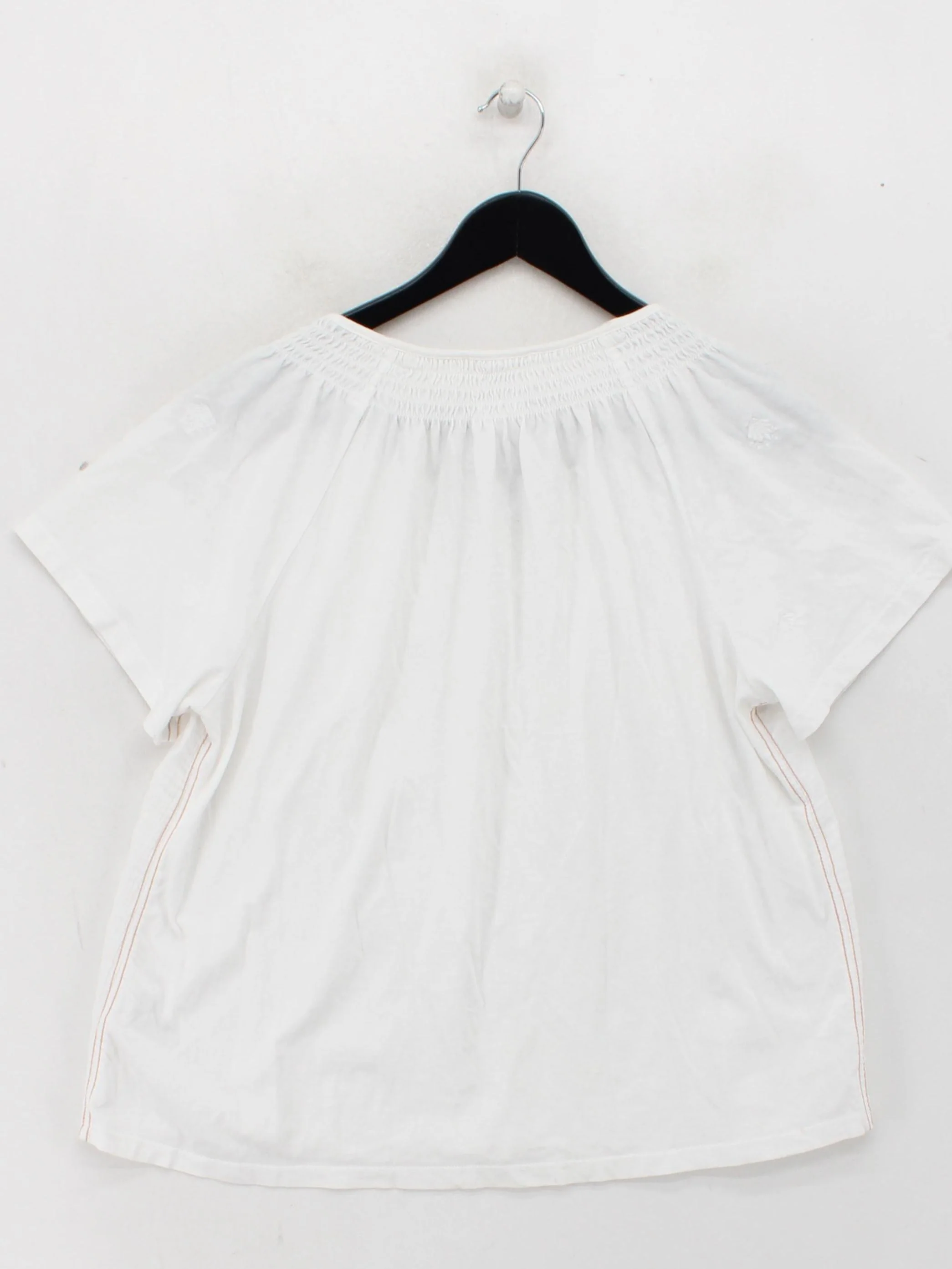 White Stuff Women's Top UK 12 White 100% Cotton Short Sleeve V-Neck Basic - Image 2