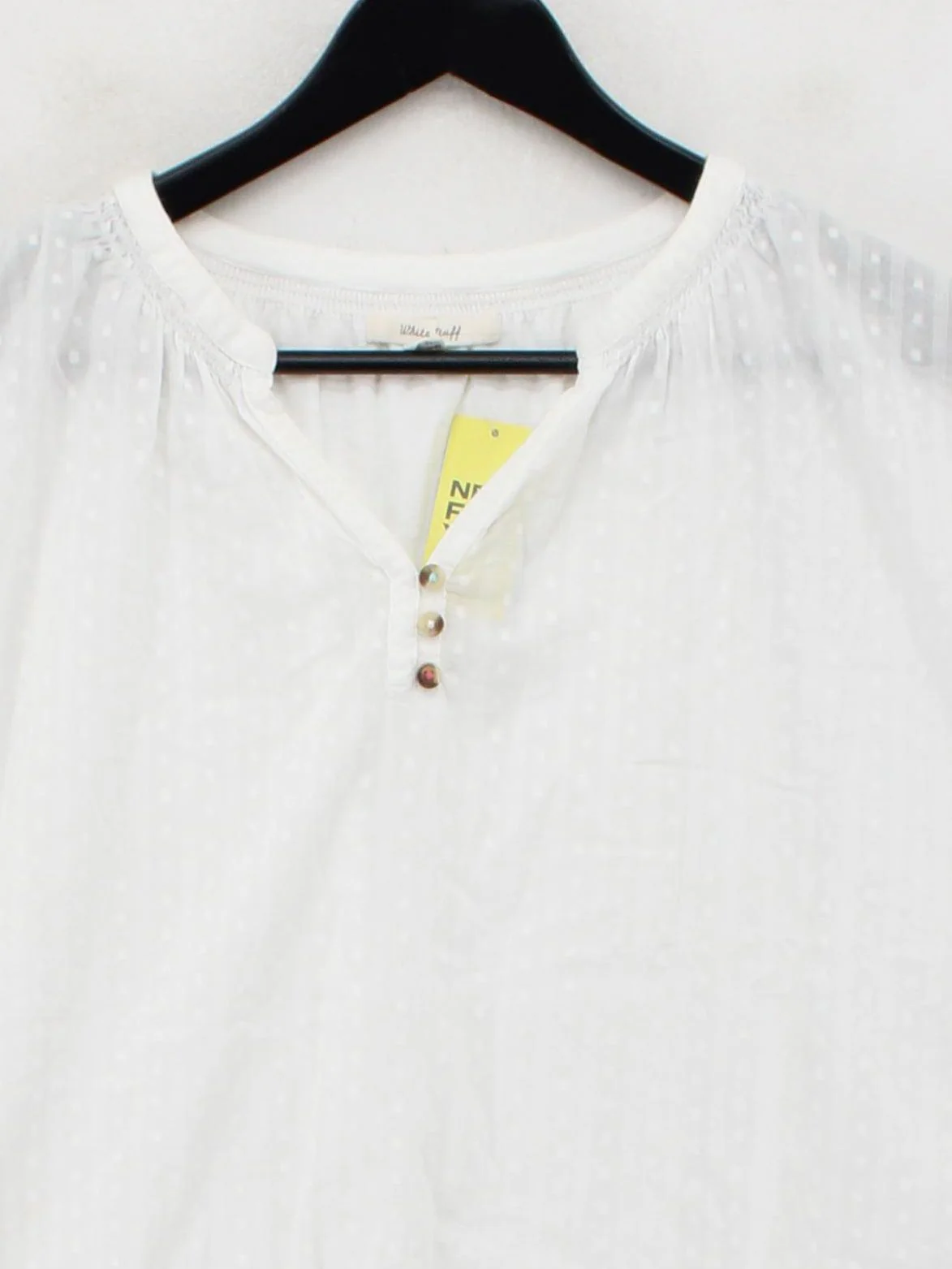 White Stuff Women's Top UK 12 White 100% Cotton Short Sleeve V-Neck Basic - Image 3