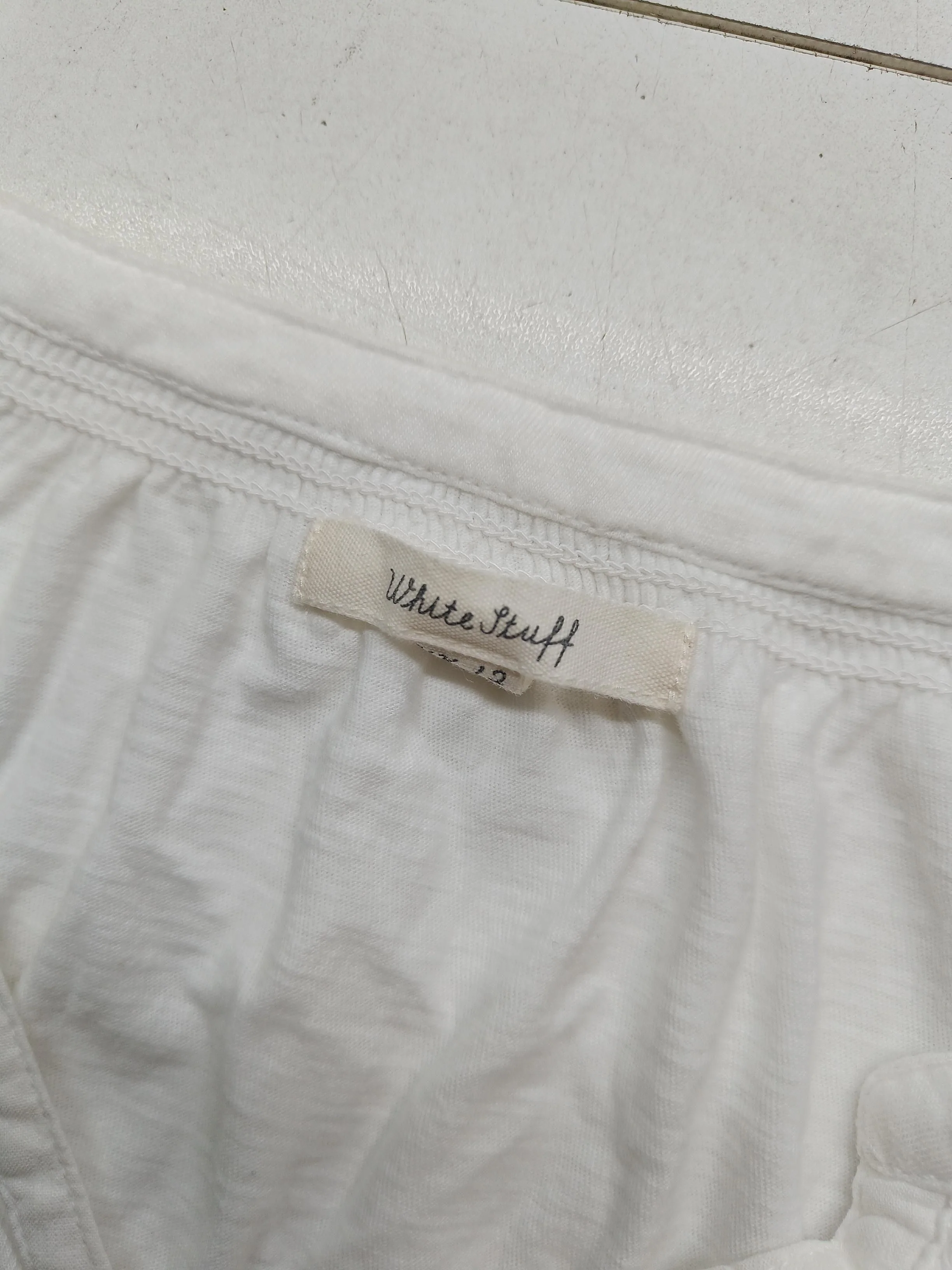 White Stuff Women's Top UK 12 White 100% Cotton Short Sleeve V-Neck Basic - Image 6
