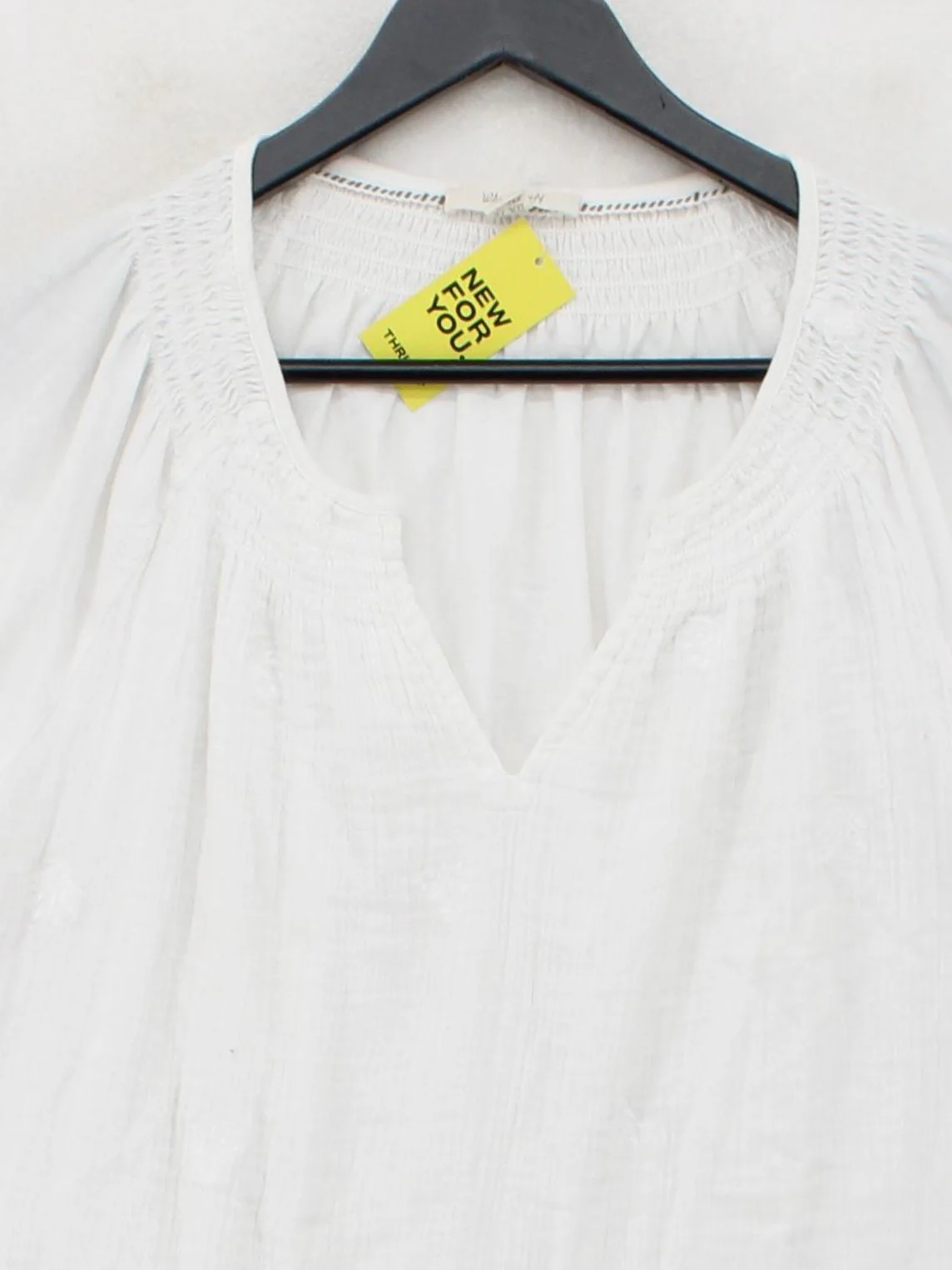 White Stuff Women's Top UK 12 White 100% Cotton Short Sleeve V-Neck Basic - Image 3