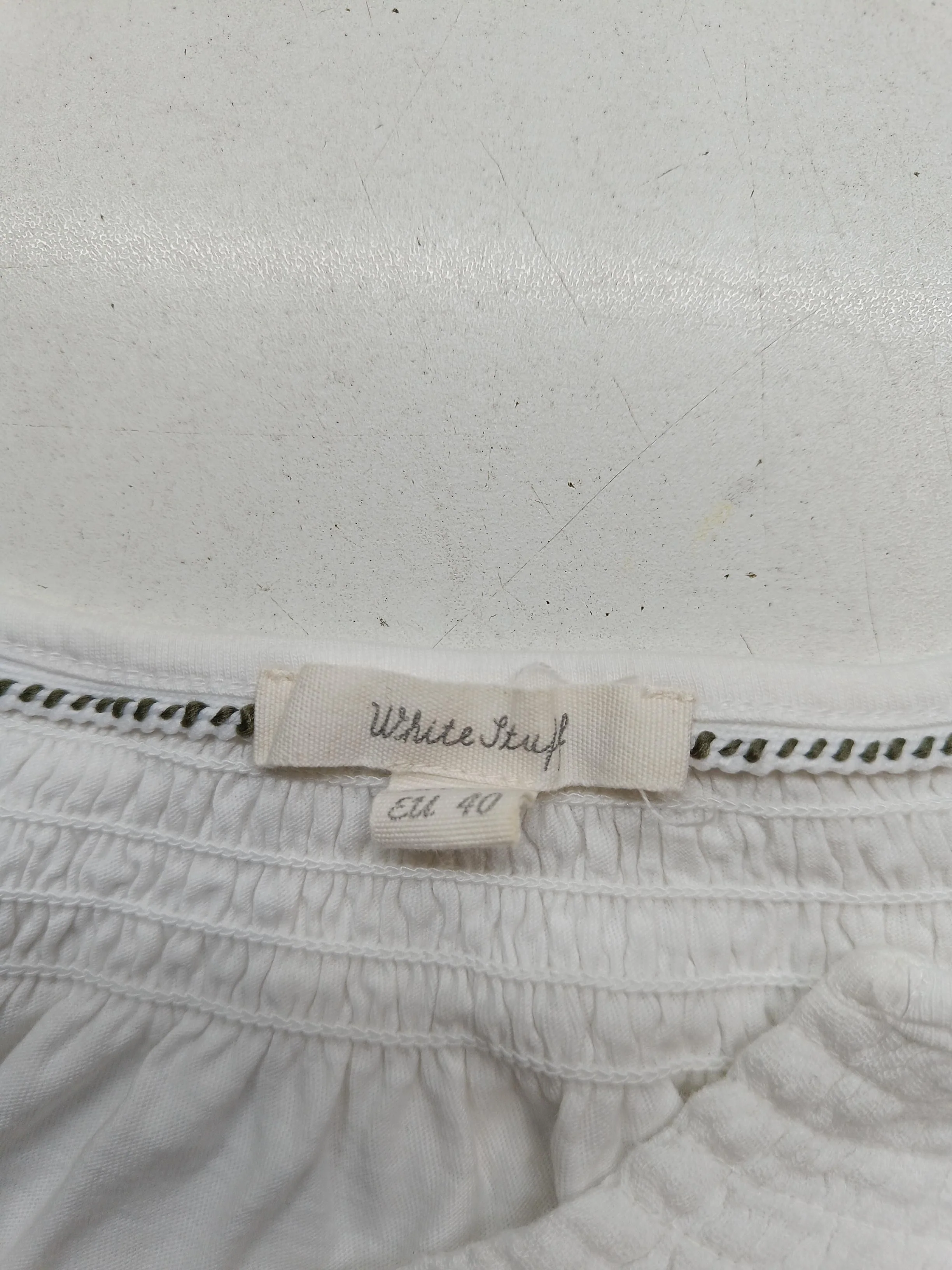 White Stuff Women's Top UK 12 White 100% Cotton Short Sleeve V-Neck Basic - Image 5