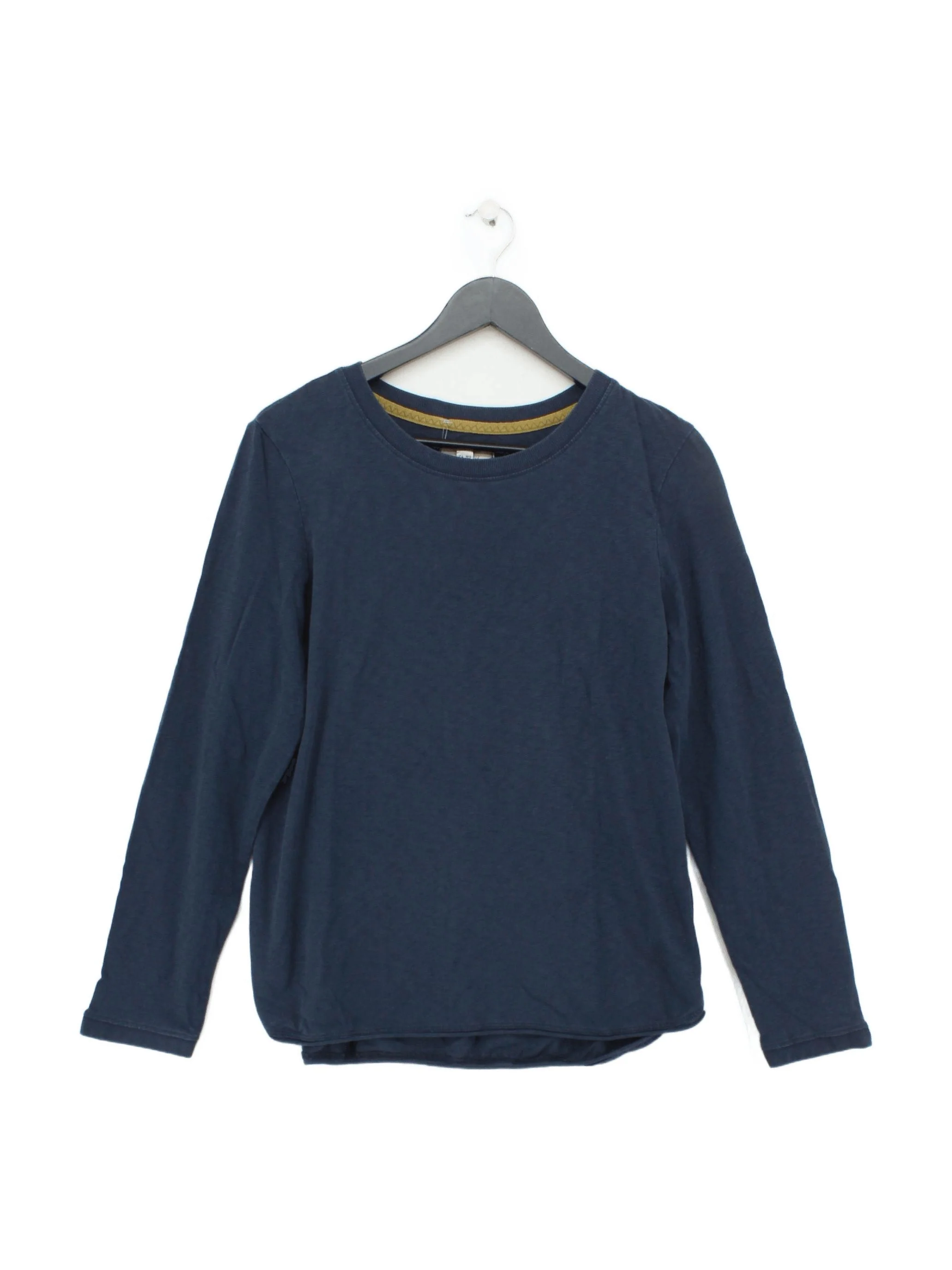 White Stuff Women's Top UK 14 Blue 100% Cotton Long Sleeve Crew Neck Basic