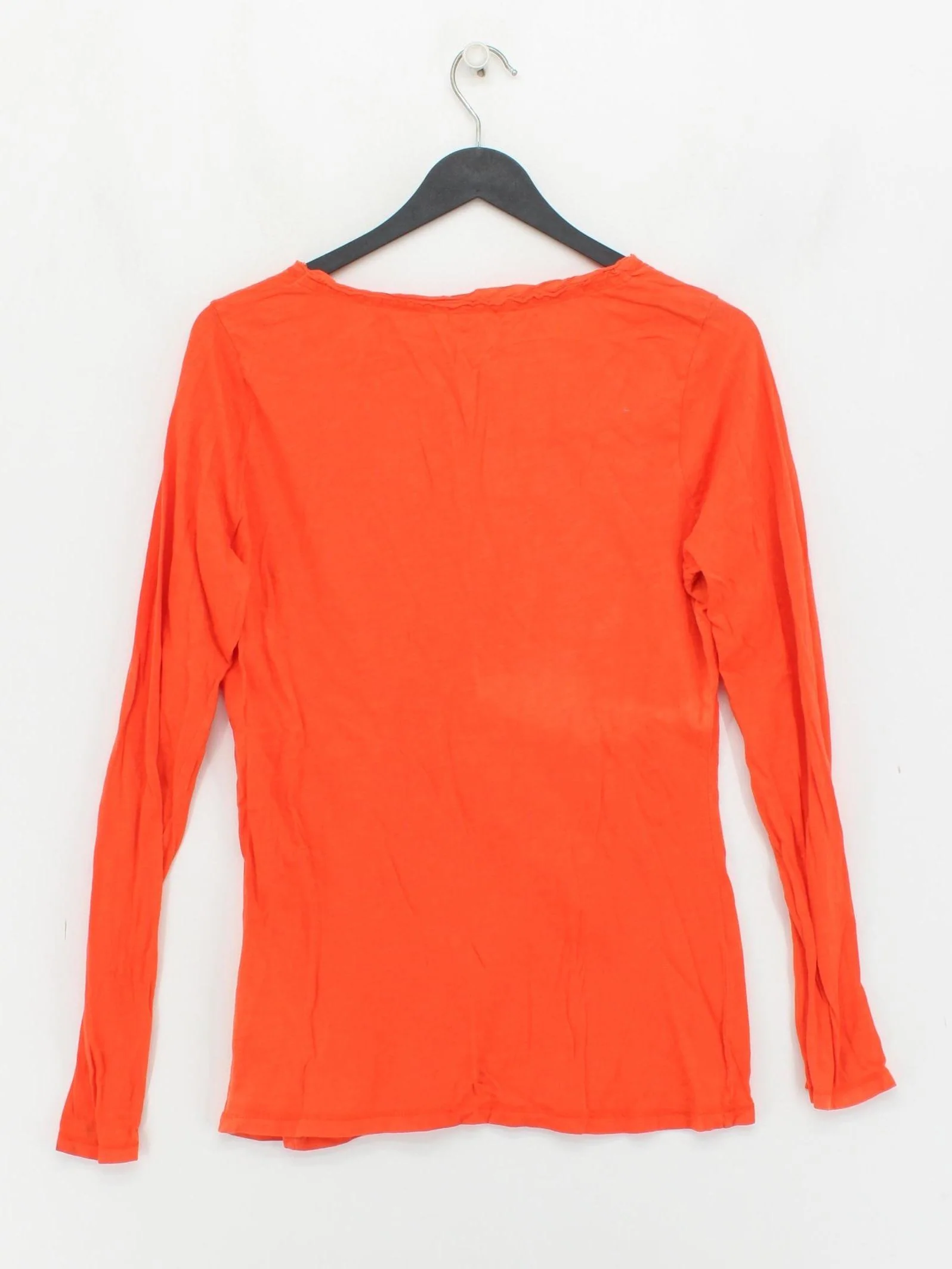 White Stuff Women's Top UK 14 Orange 100% Cotton Long Sleeve V-Neck Basic - Image 2