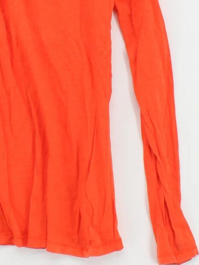 White Stuff Women's Top UK 14 Orange 100% Cotton Long Sleeve V-Neck Basic - Image 4