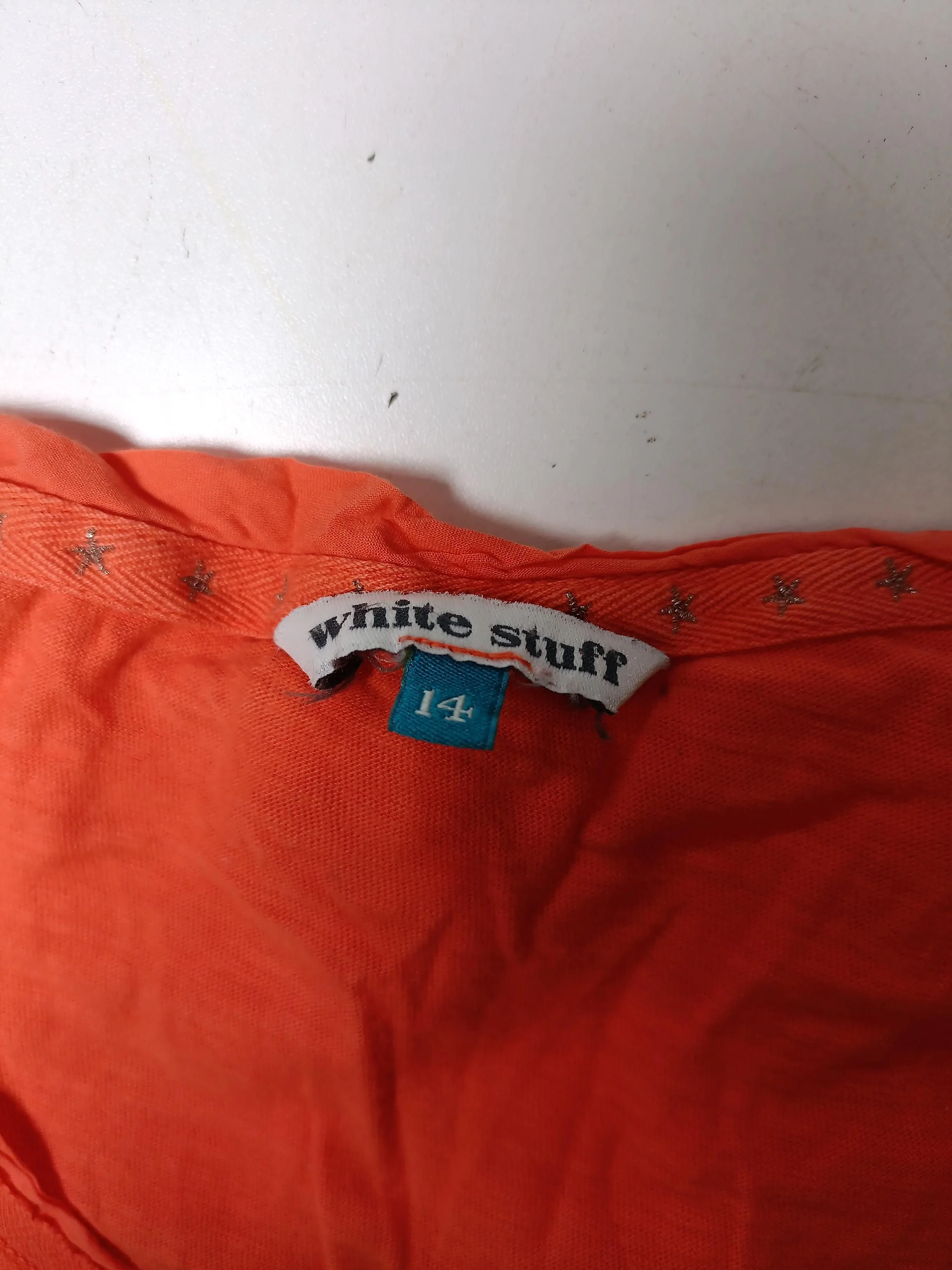 White Stuff Women's Top UK 14 Orange 100% Cotton Long Sleeve V-Neck Basic - Image 5
