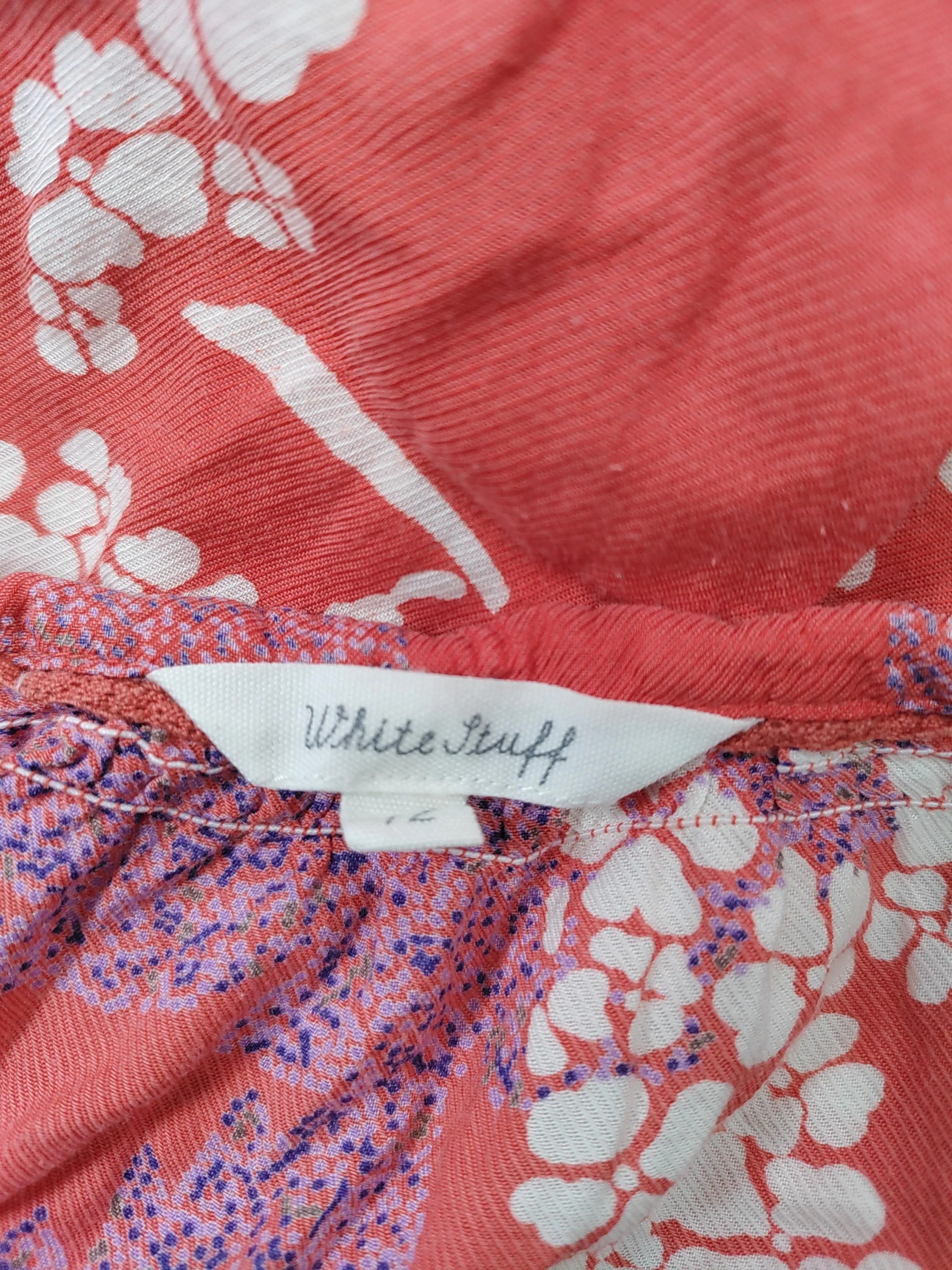 White Stuff Women's Top UK 14 Red Cotton with Viscose Tunic - Image 5