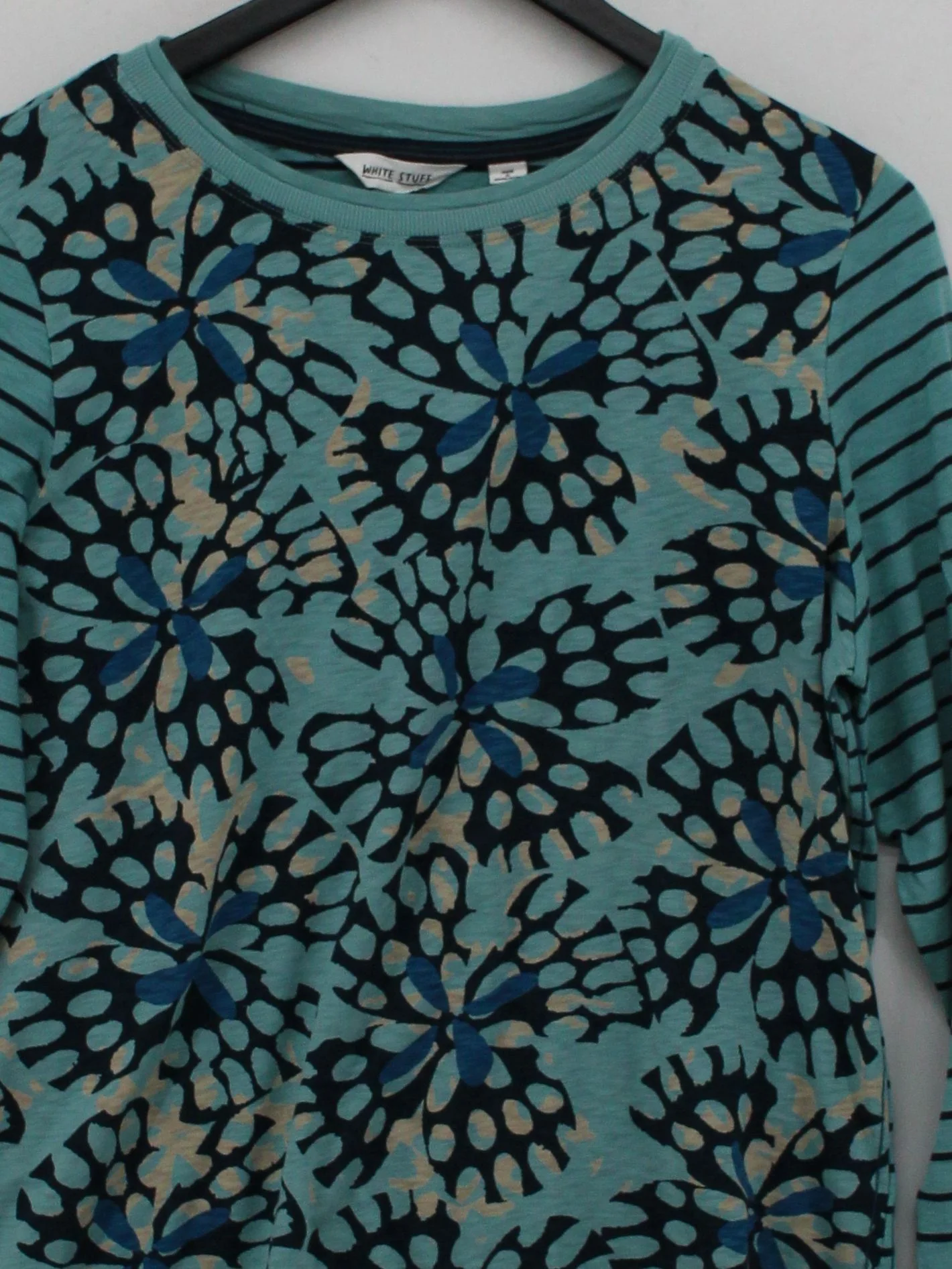 White Stuff Women's Top UK 16 Blue 100% Cotton Long Sleeve Round Neck Basic - Image 3