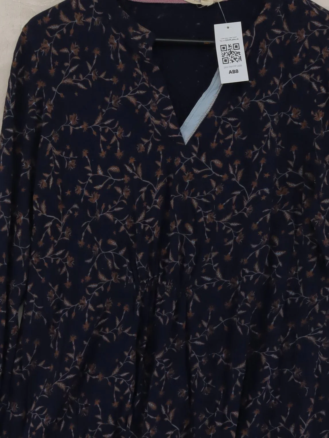 White Stuff Women's Top UK 16 Blue Cotton with Lyocell Modal Tunic - Image 3