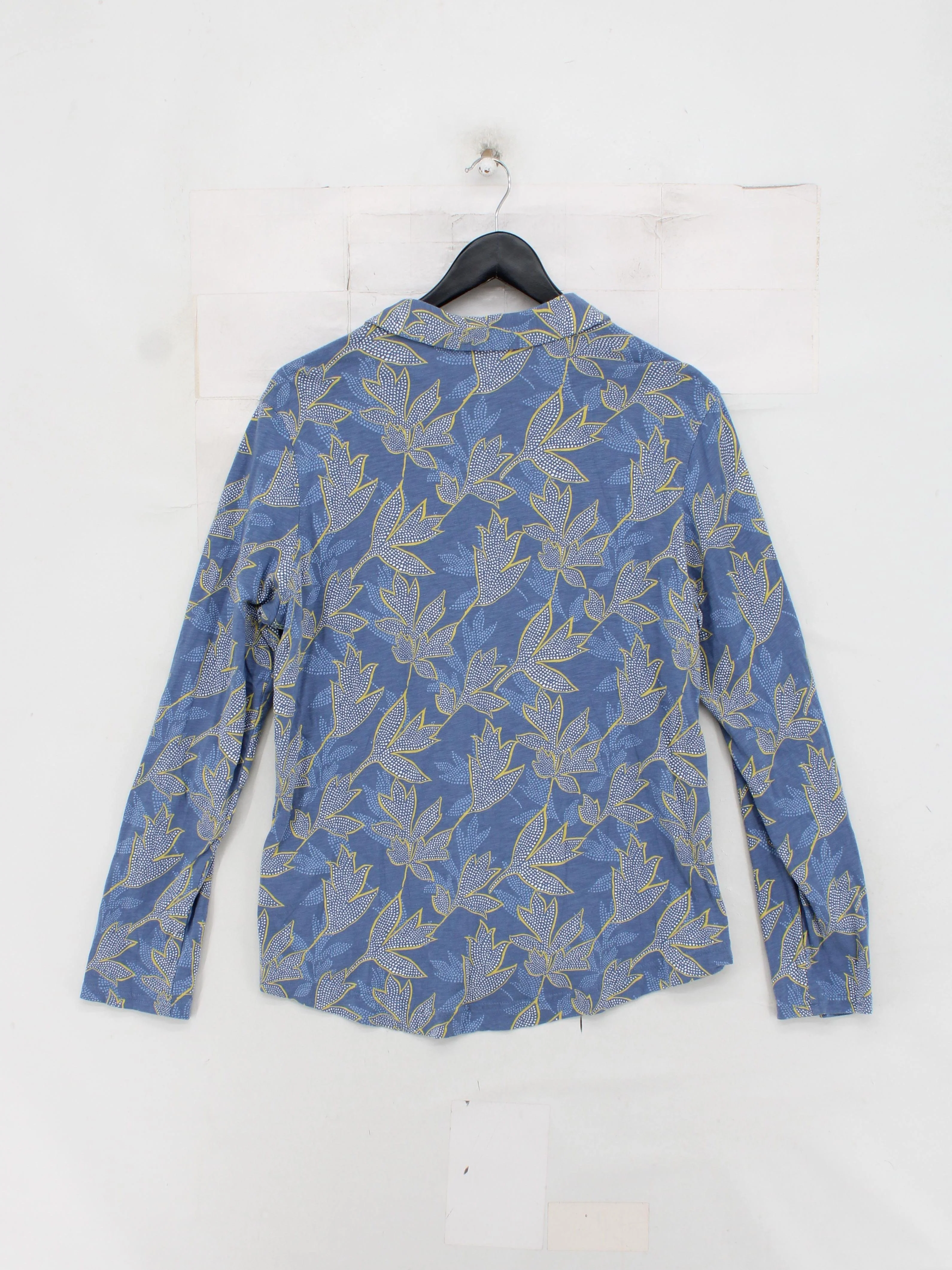 White Stuff Women's Top UK 16 Blue Floral 100% Cotton Long Sleeve Collared Basic - Image 2