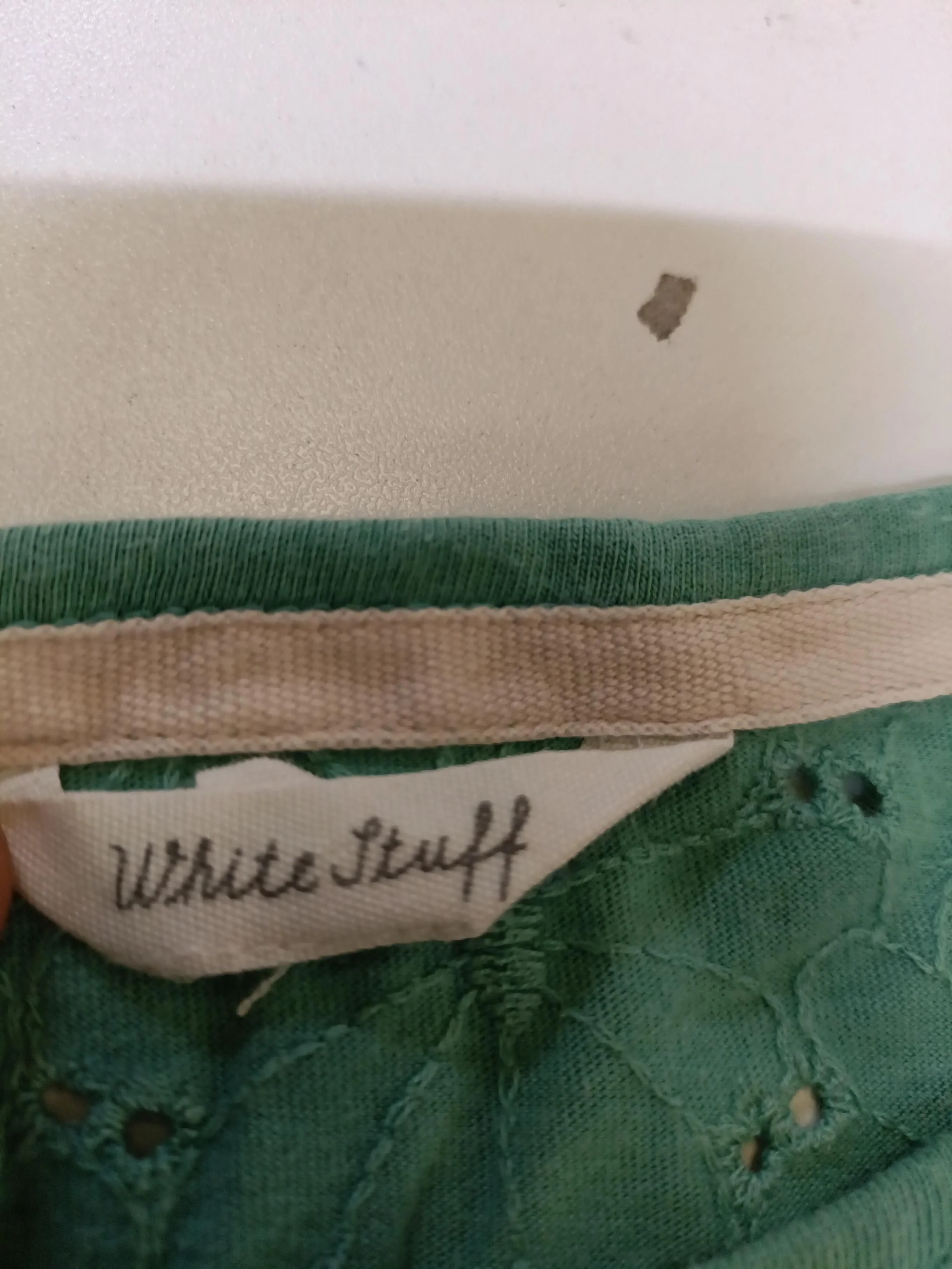 White Stuff Women's Top UK 16 Green 100% Cotton 3/4 Sleeve Round Neck Basic - Image 5