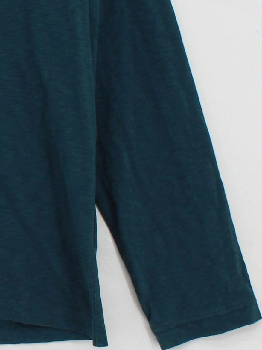 White Stuff Women's Top UK 16 Green 100% Cotton Long Sleeve V-Neck Basic - Image 4
