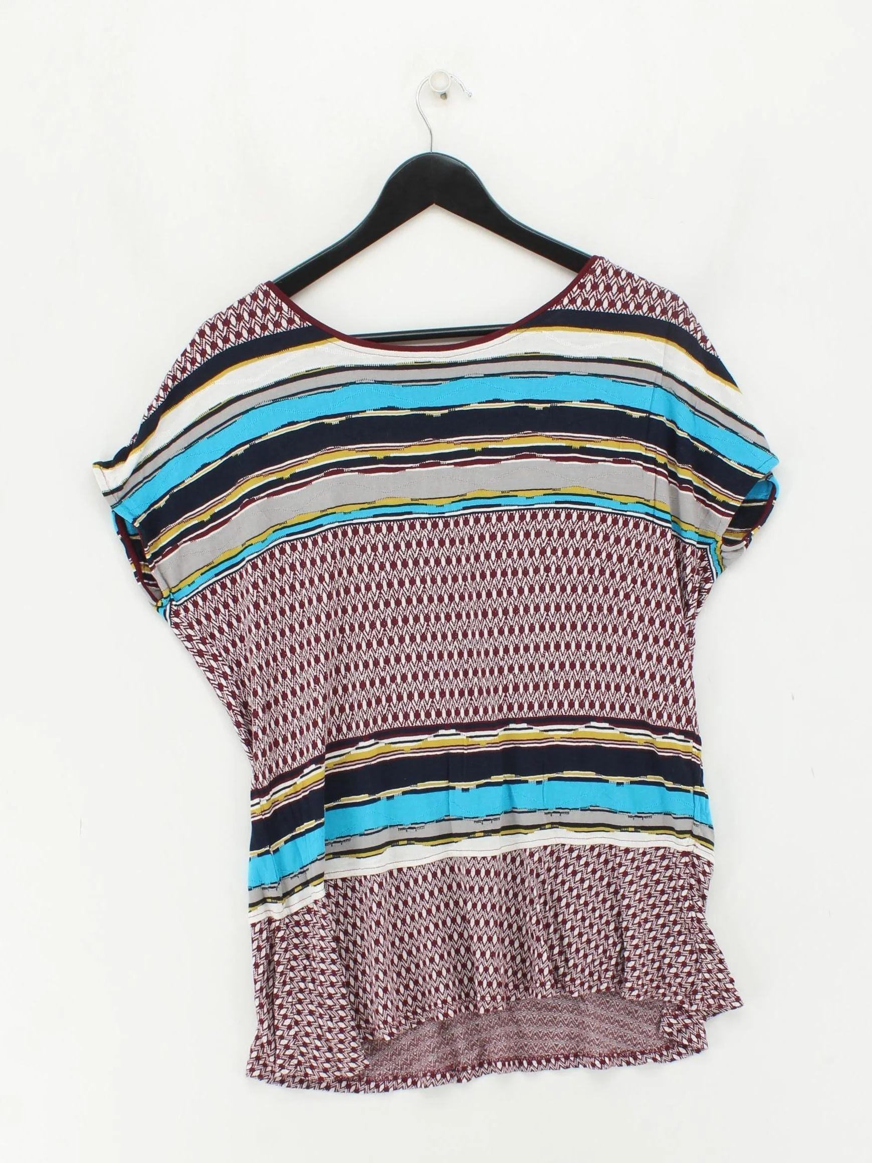 White Stuff Women's Top UK 16 Multi 100% Viscose Short Sleeve Round Neck Tunic - Image 2
