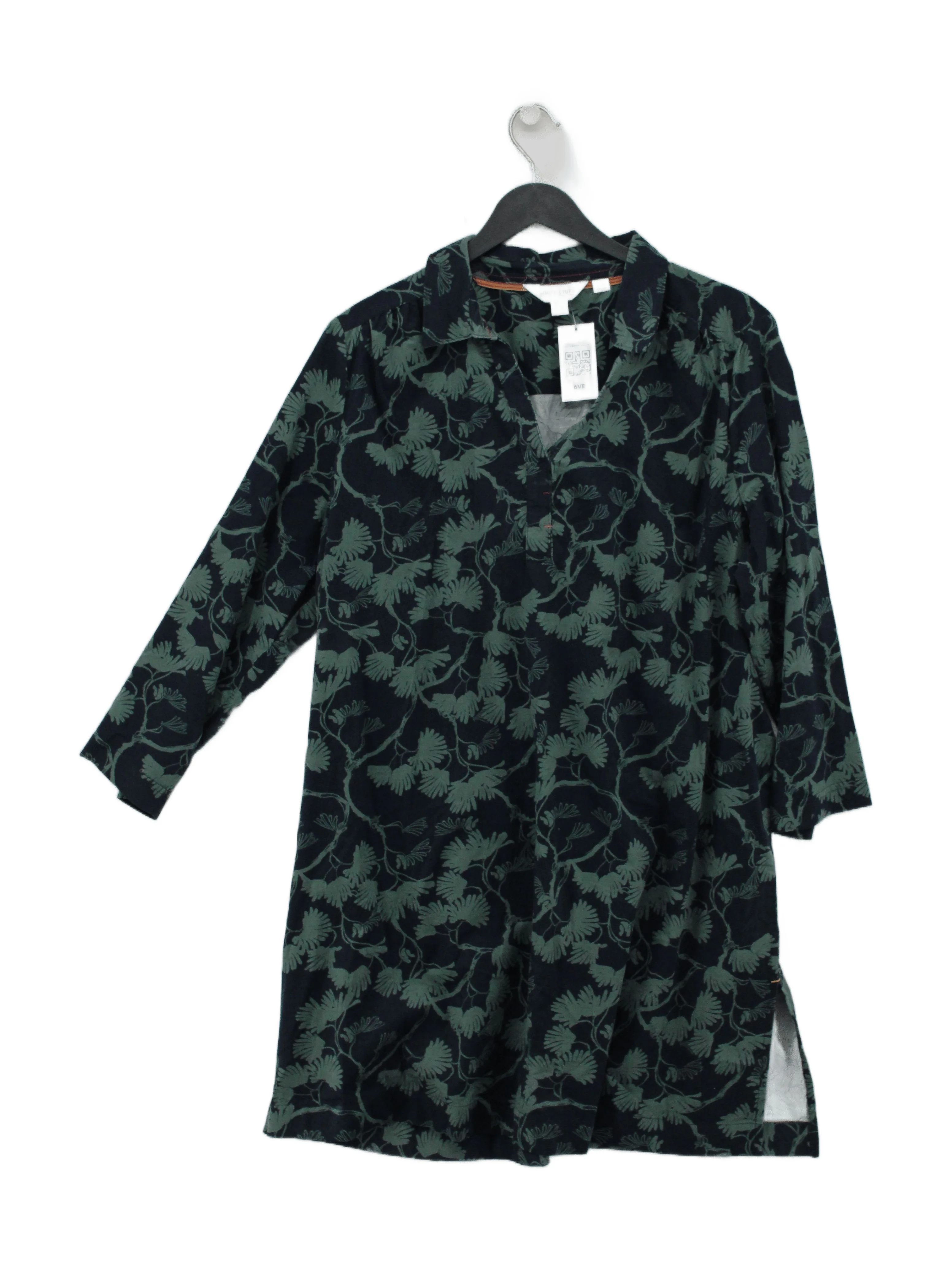 White Stuff Women's Top UK 16 Multi Floral 100% Cotton 3/4 Sleeve V-Neck Tunic