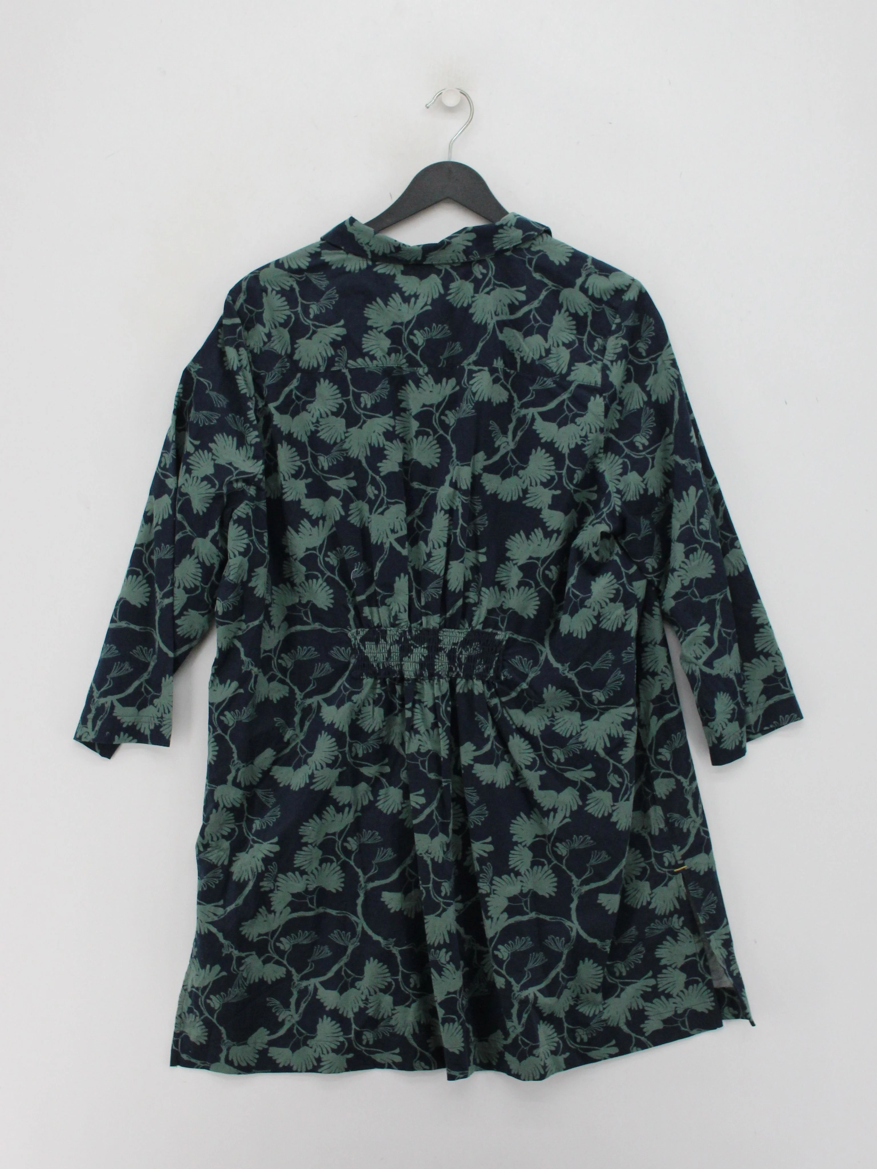 White Stuff Women's Top UK 16 Multi Floral 100% Cotton 3/4 Sleeve V-Neck Tunic - Image 2