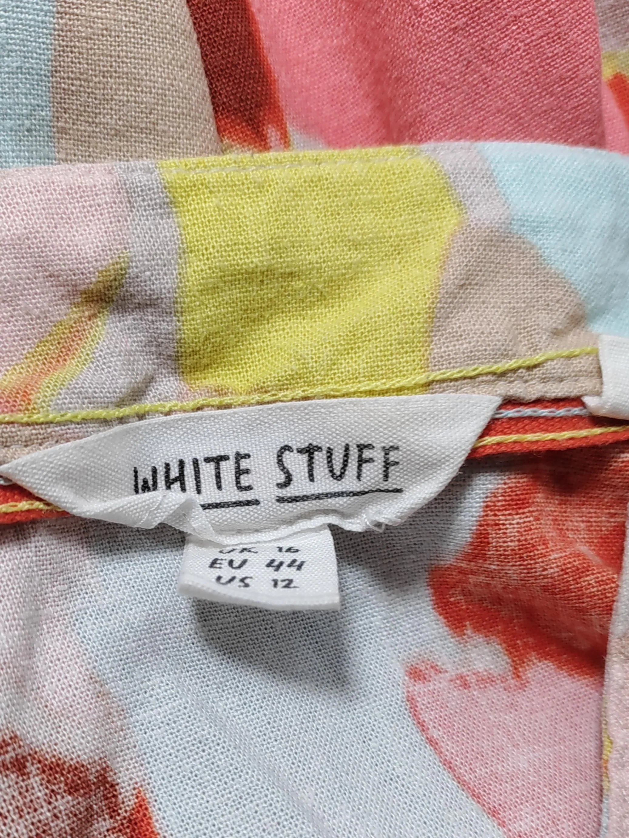 White Stuff Women's Top UK 16 Multi Linen with Viscose Basic - Image 5