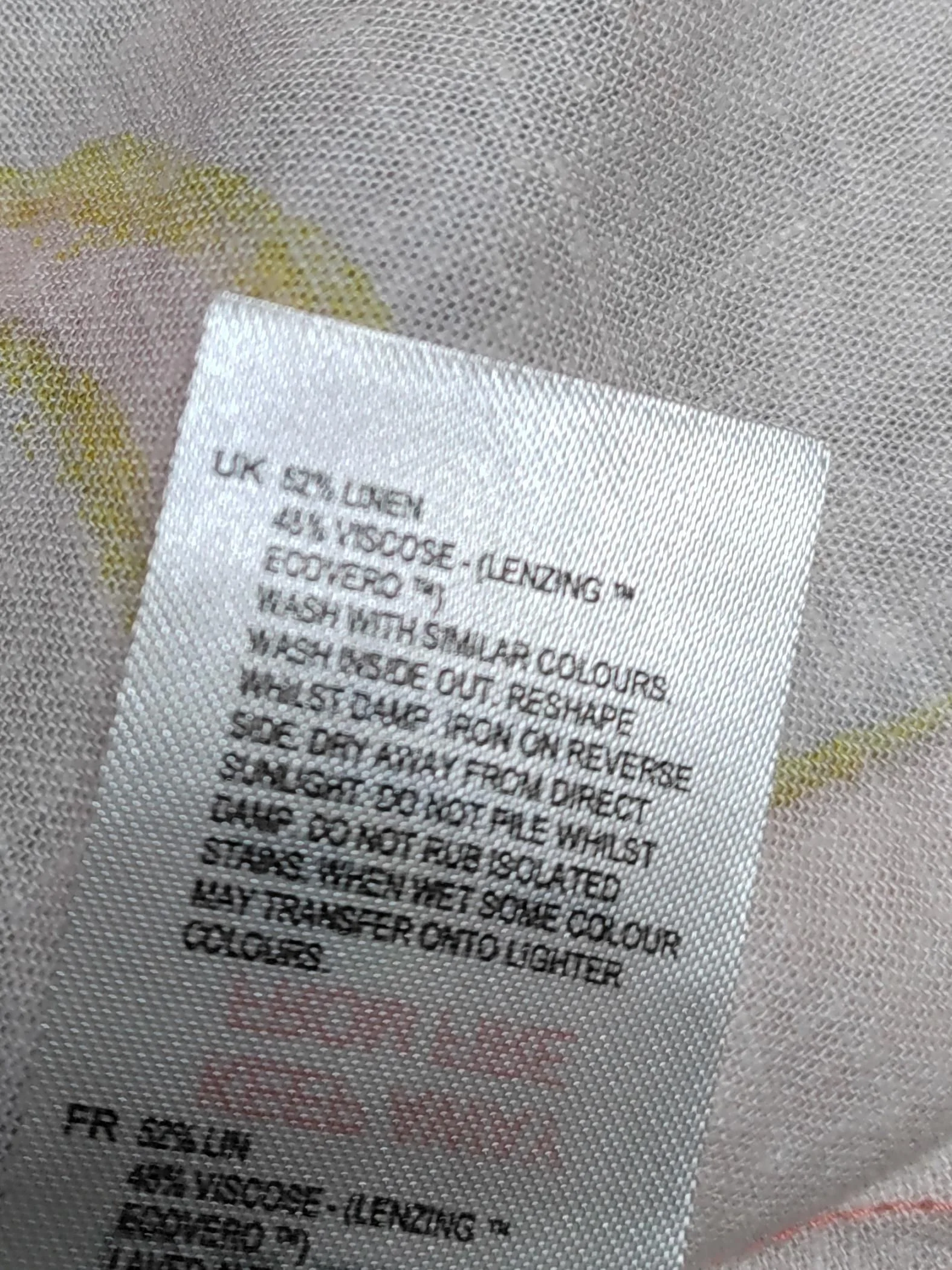 White Stuff Women's Top UK 16 Multi Linen with Viscose Short Sleeve V-Neck Basic - Image 6