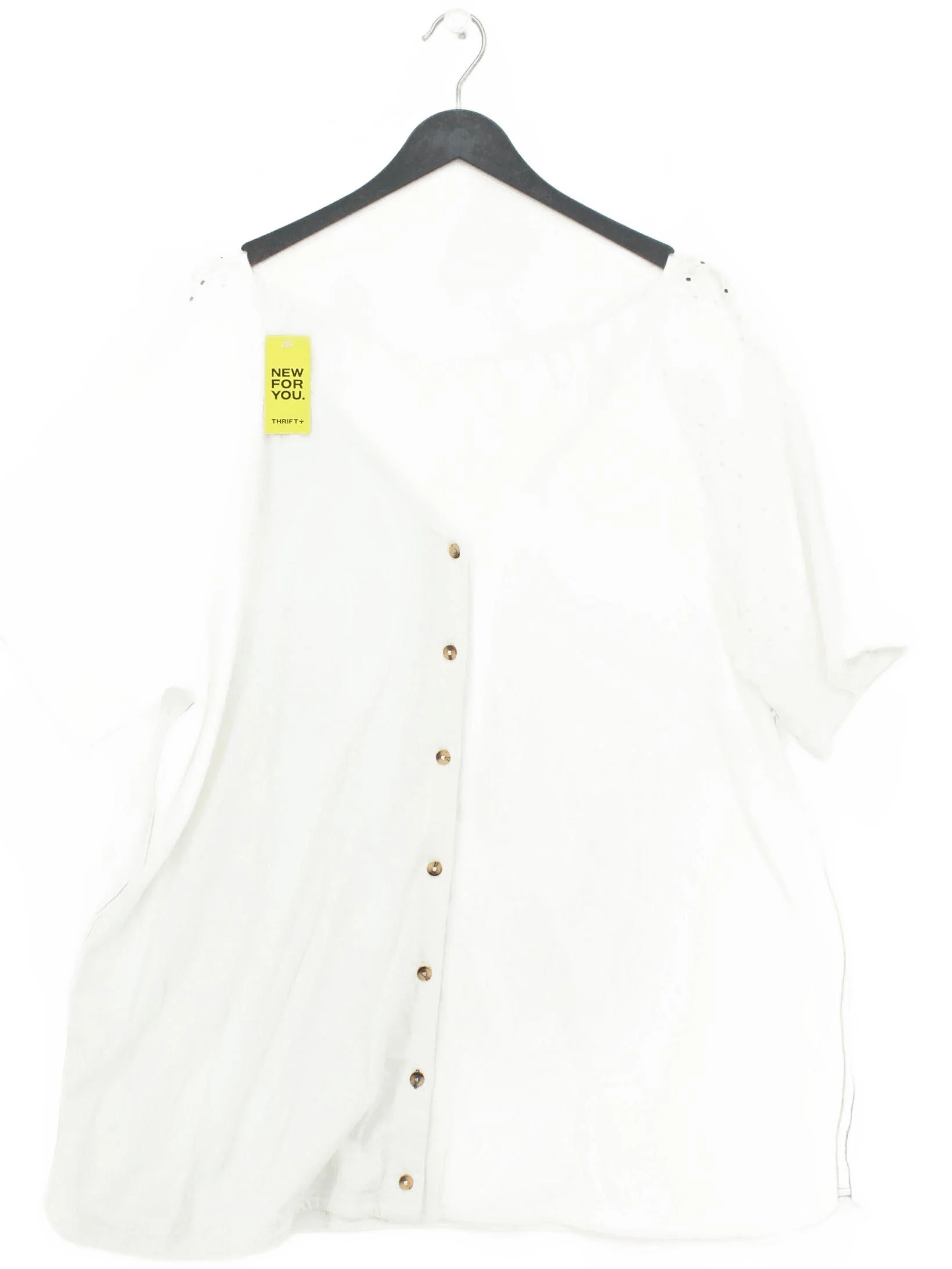 White Stuff Women's Top UK 24 White 100% Cotton Short Sleeve V-Neck Basic