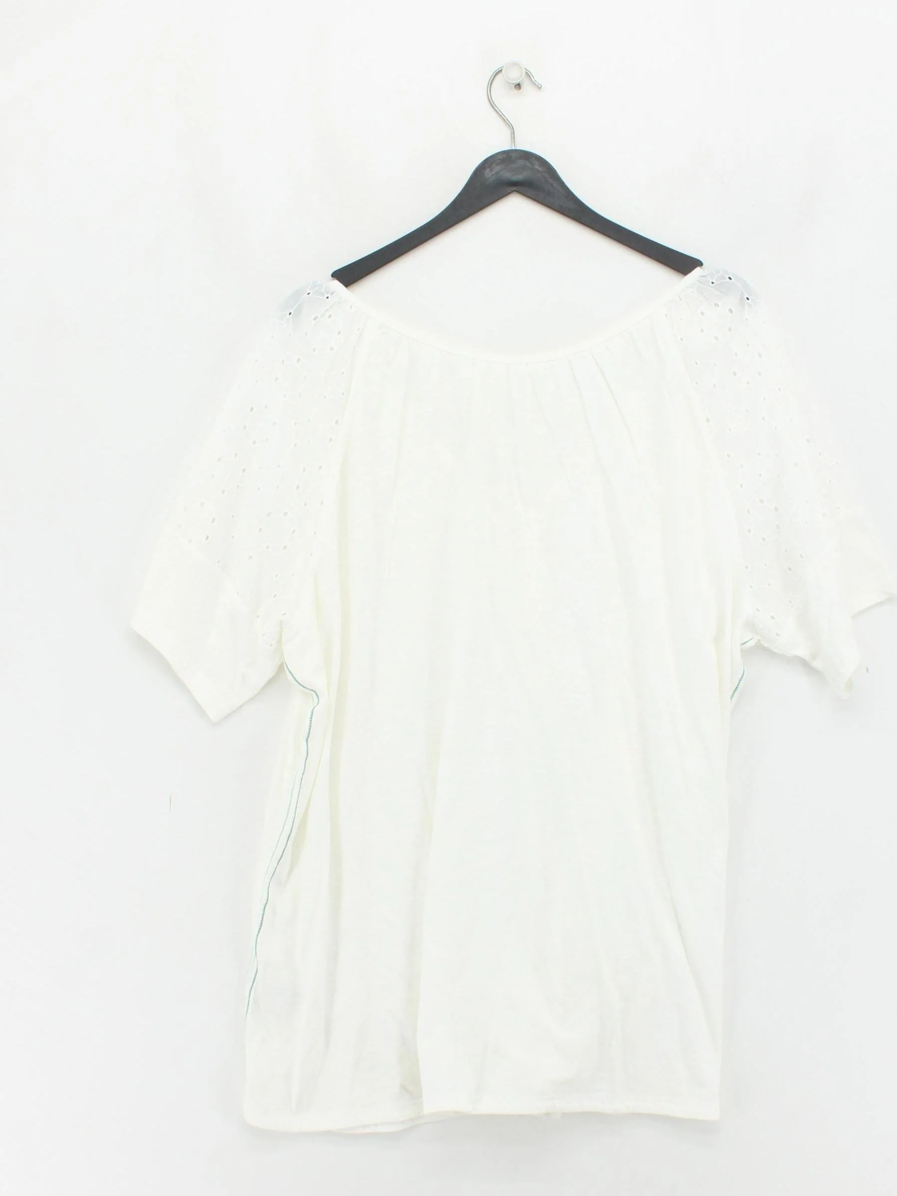 White Stuff Women's Top UK 24 White 100% Cotton Short Sleeve V-Neck Basic - Image 2