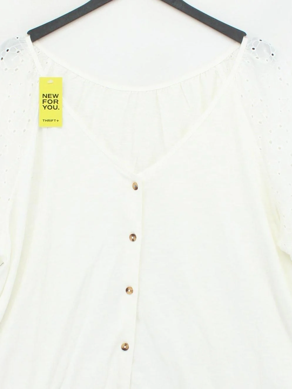 White Stuff Women's Top UK 24 White 100% Cotton Short Sleeve V-Neck Basic - Image 3