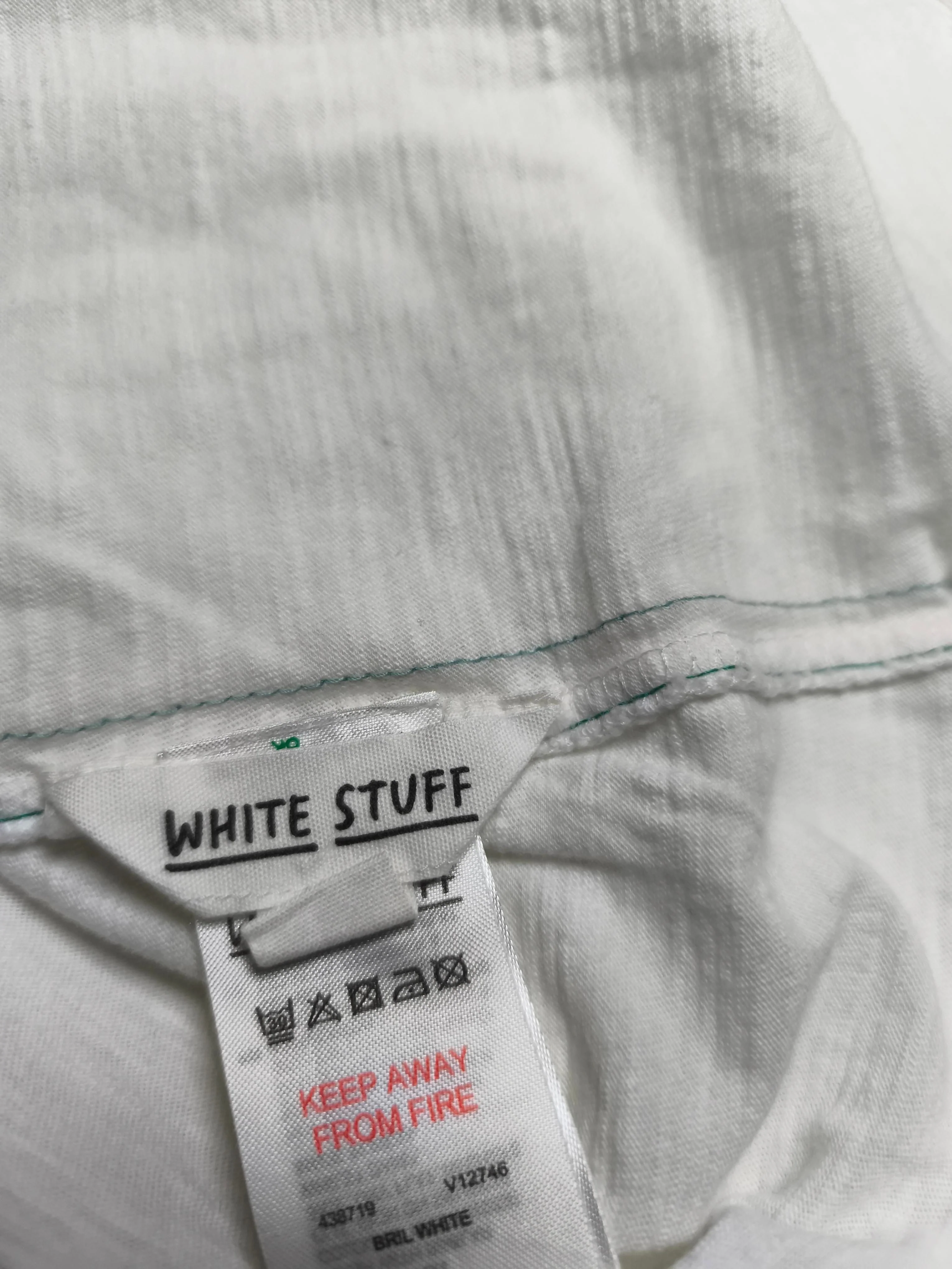 White Stuff Women's Top UK 24 White 100% Cotton Short Sleeve V-Neck Basic - Image 5