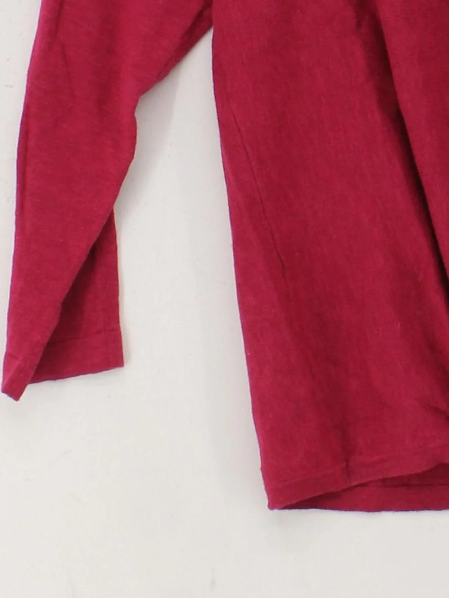 White Stuff Women's Top UK 6 Red Cotton with Wool 3/4 Sleeve Round Neck Basic - Image 4