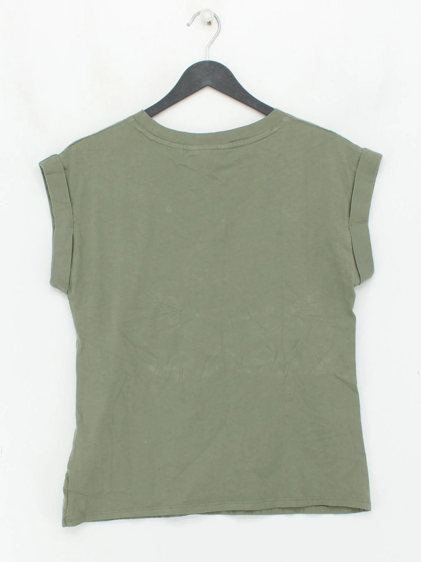 White Stuff Women's Top UK 8 Green 100% Cotton Short Sleeve Round Neck Basic - Image 2