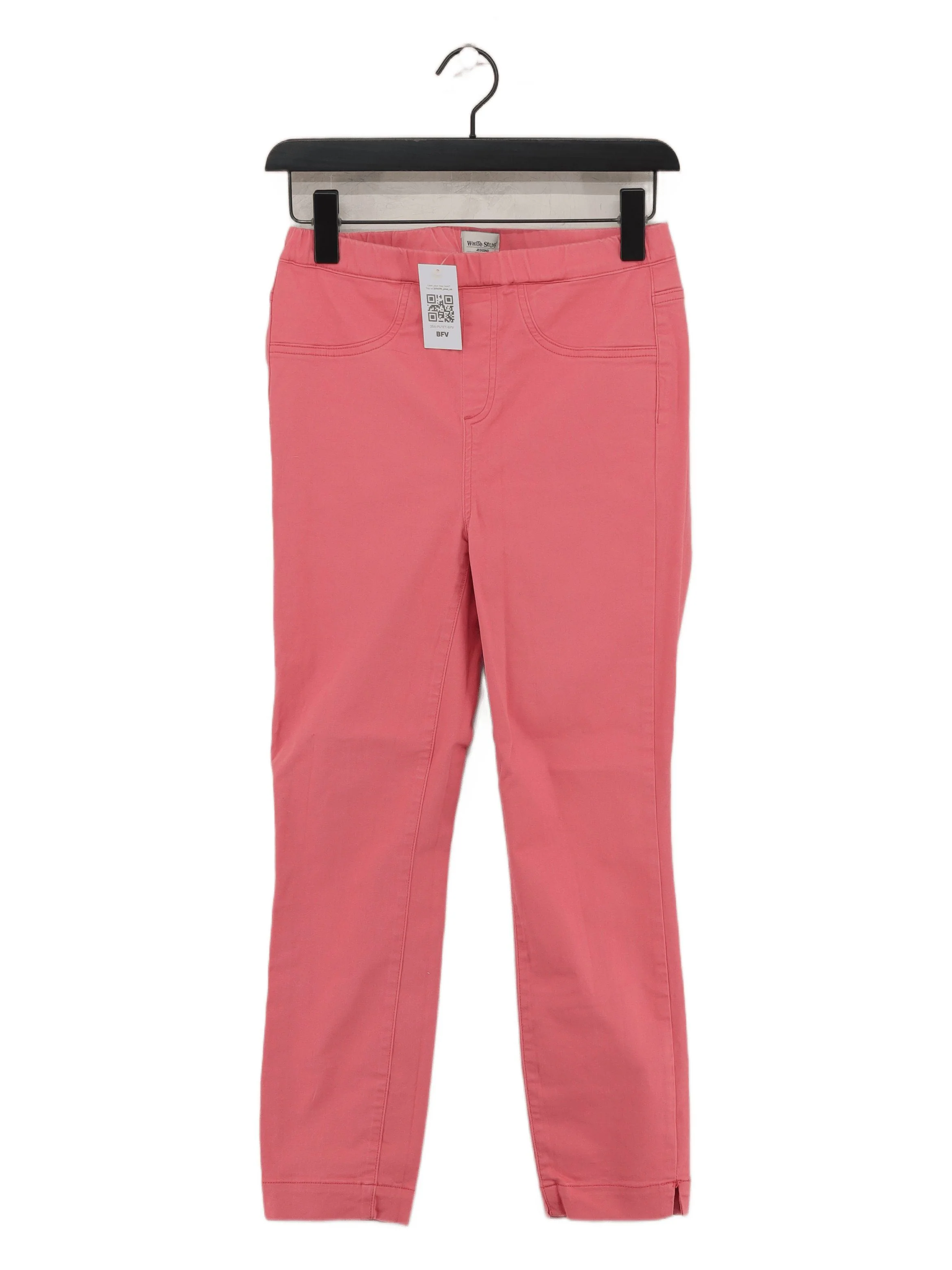 White Stuff Women's Trousers UK 10 Pink Cotton with Elastane Skinny Sweatpants