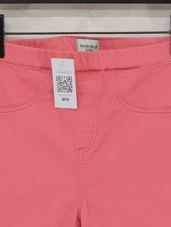 White Stuff Women's Trousers UK 10 Pink Cotton with Elastane Skinny Sweatpants - Image 3