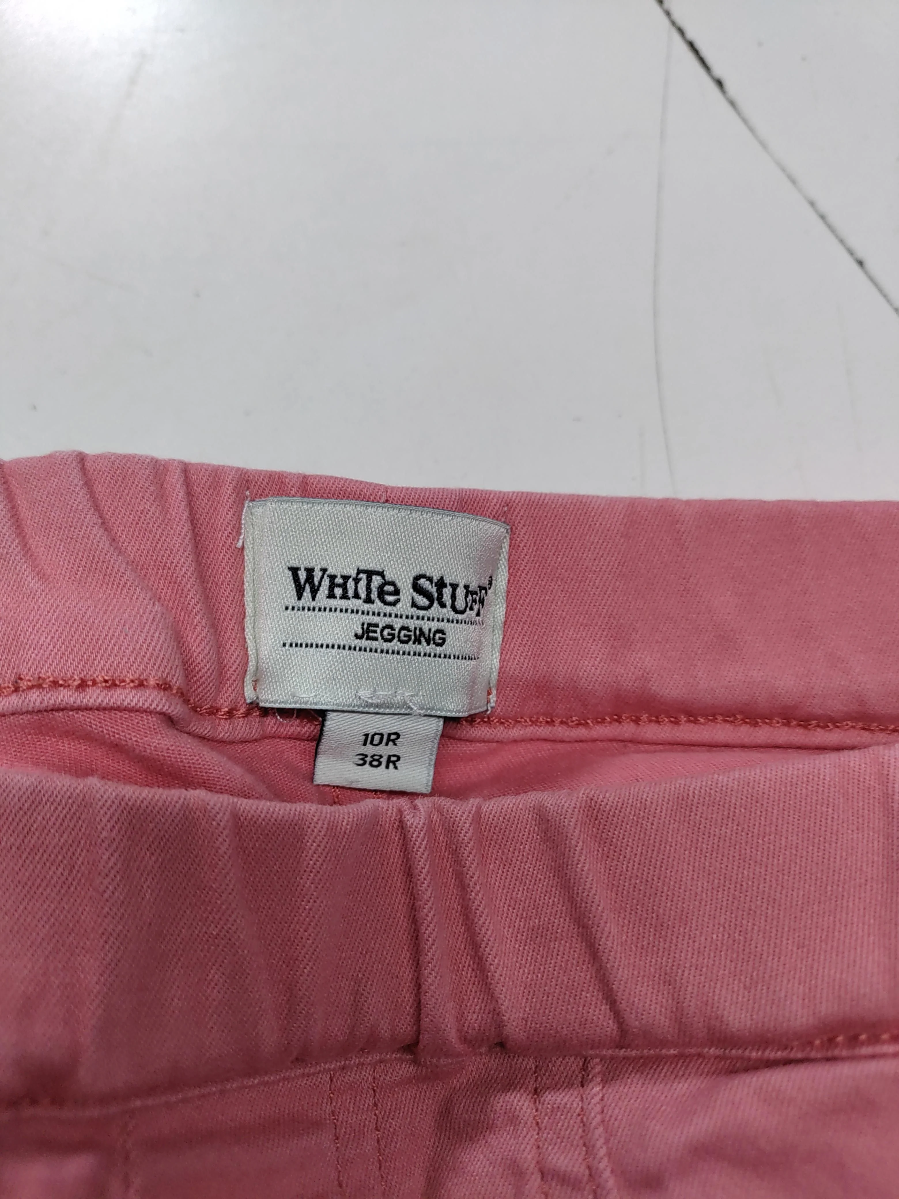 White Stuff Women's Trousers UK 10 Pink Cotton with Elastane Skinny Sweatpants - Image 5