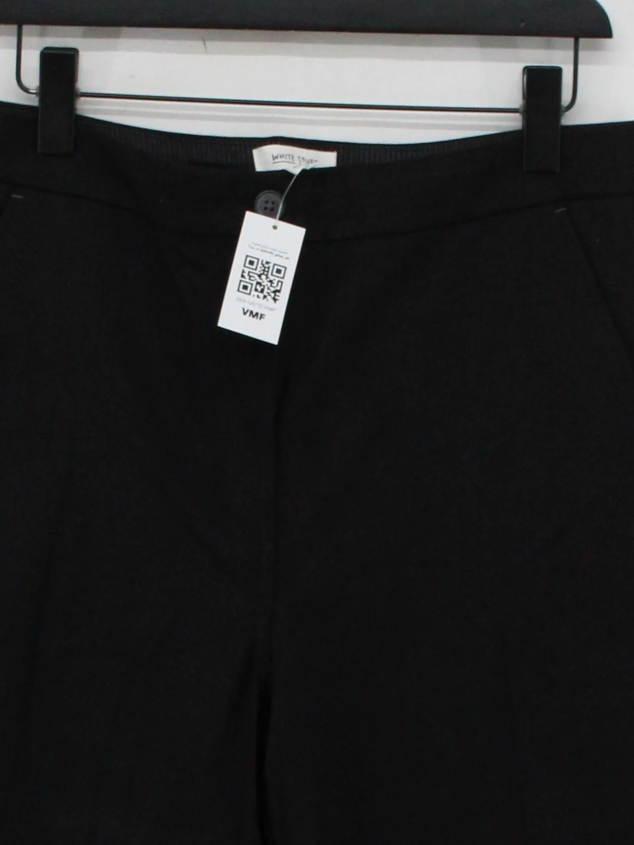 White Stuff Women's Trousers UK 12 Black Cotton with Elastane Wide-Leg Cropped - Image 3
