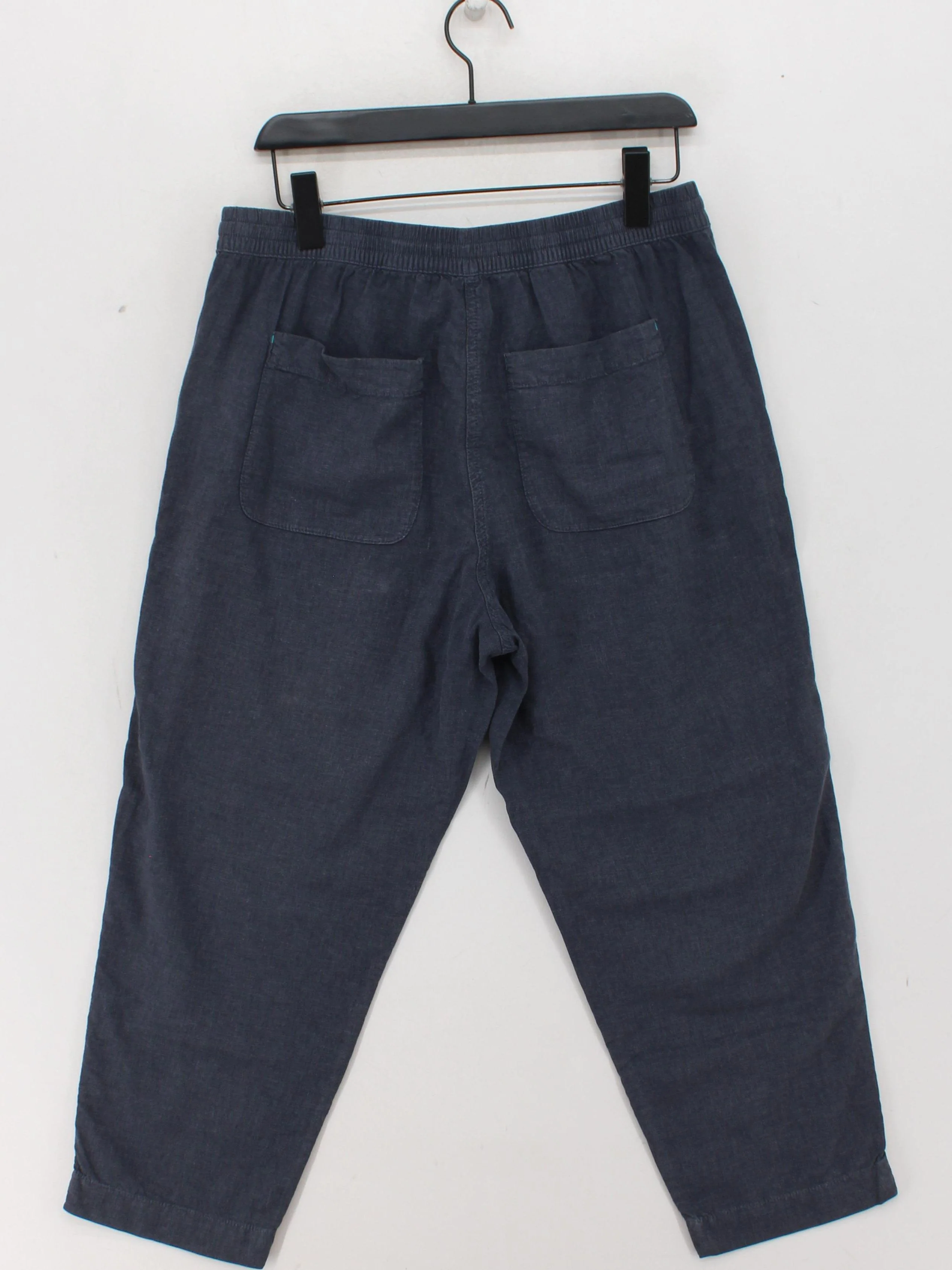 White Stuff Women's Trousers UK 12 Blue Linen with Viscose Wide-Leg Cropped - Image 2