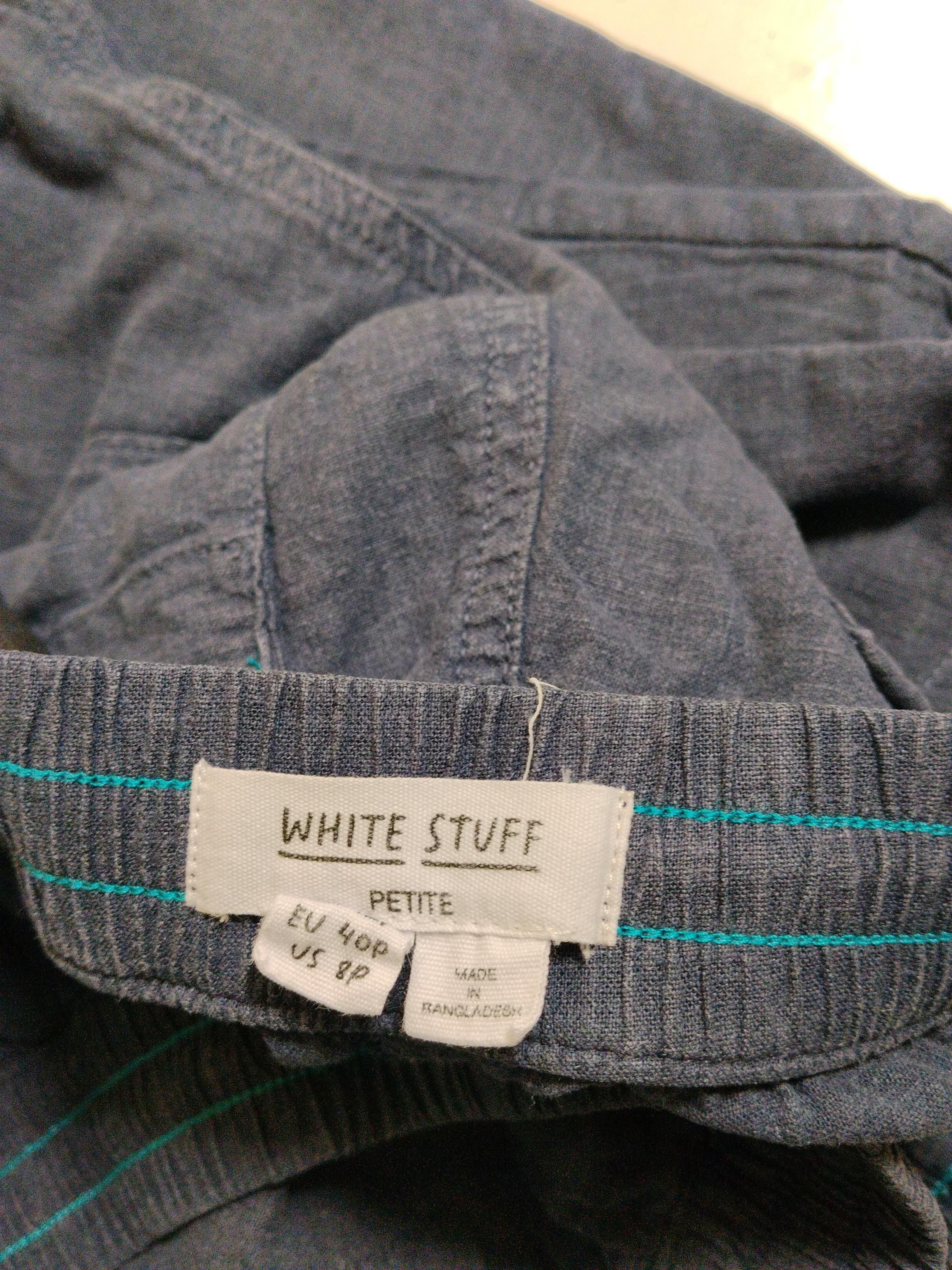 White Stuff Women's Trousers UK 12 Blue Linen with Viscose Wide-Leg Cropped - Image 5