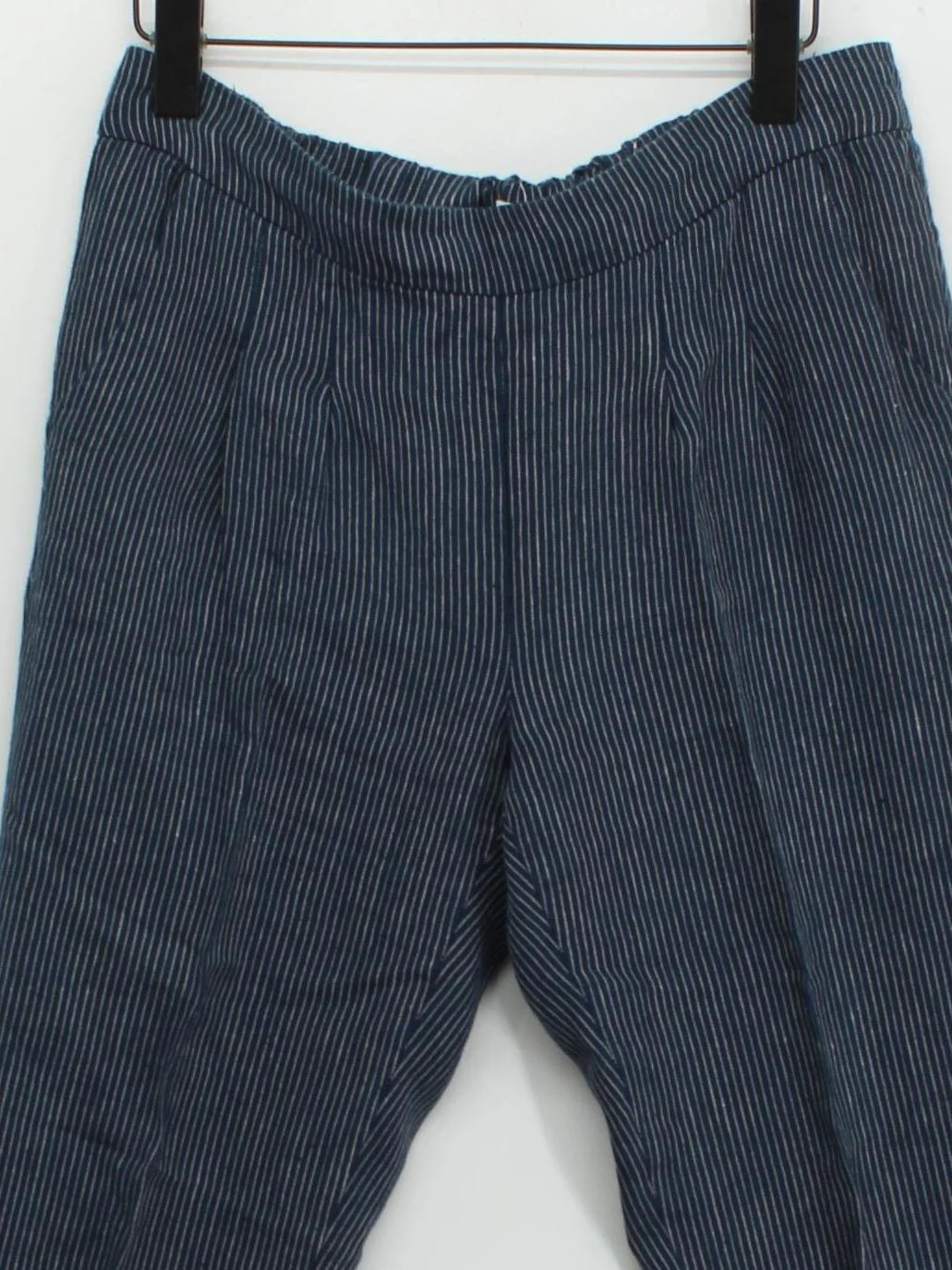 White Stuff Women's Trousers UK 12 Blue Striped 100% Linen Tapered Chino - Image 3