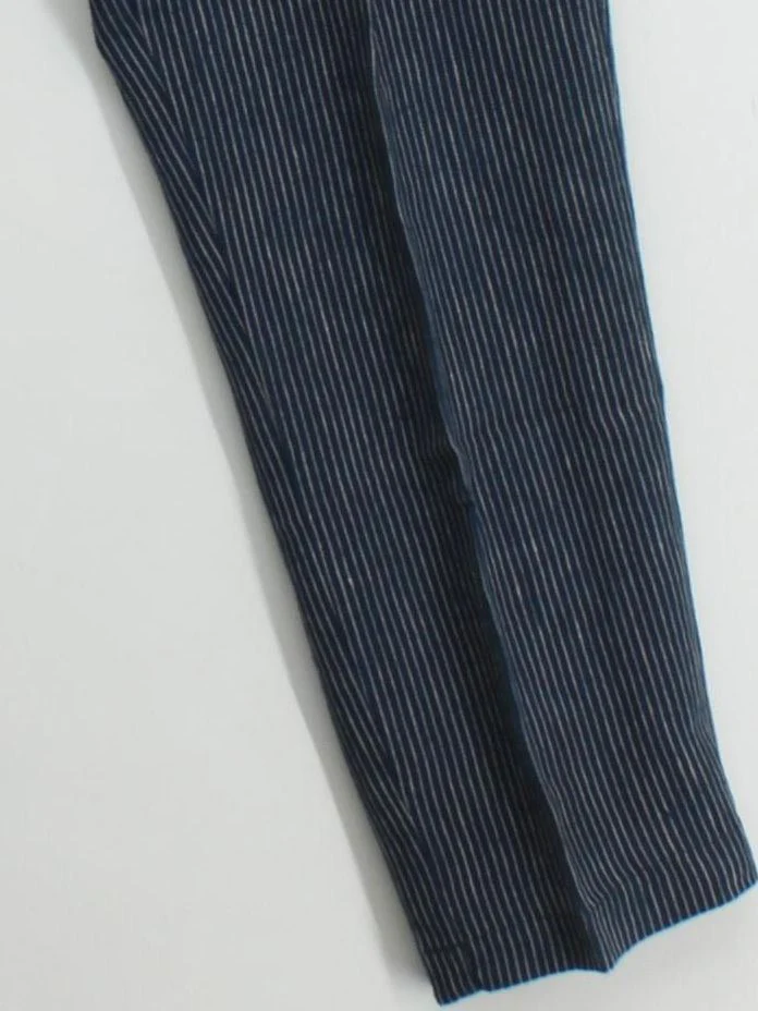 White Stuff Women's Trousers UK 12 Blue Striped 100% Linen Tapered Chino - Image 4