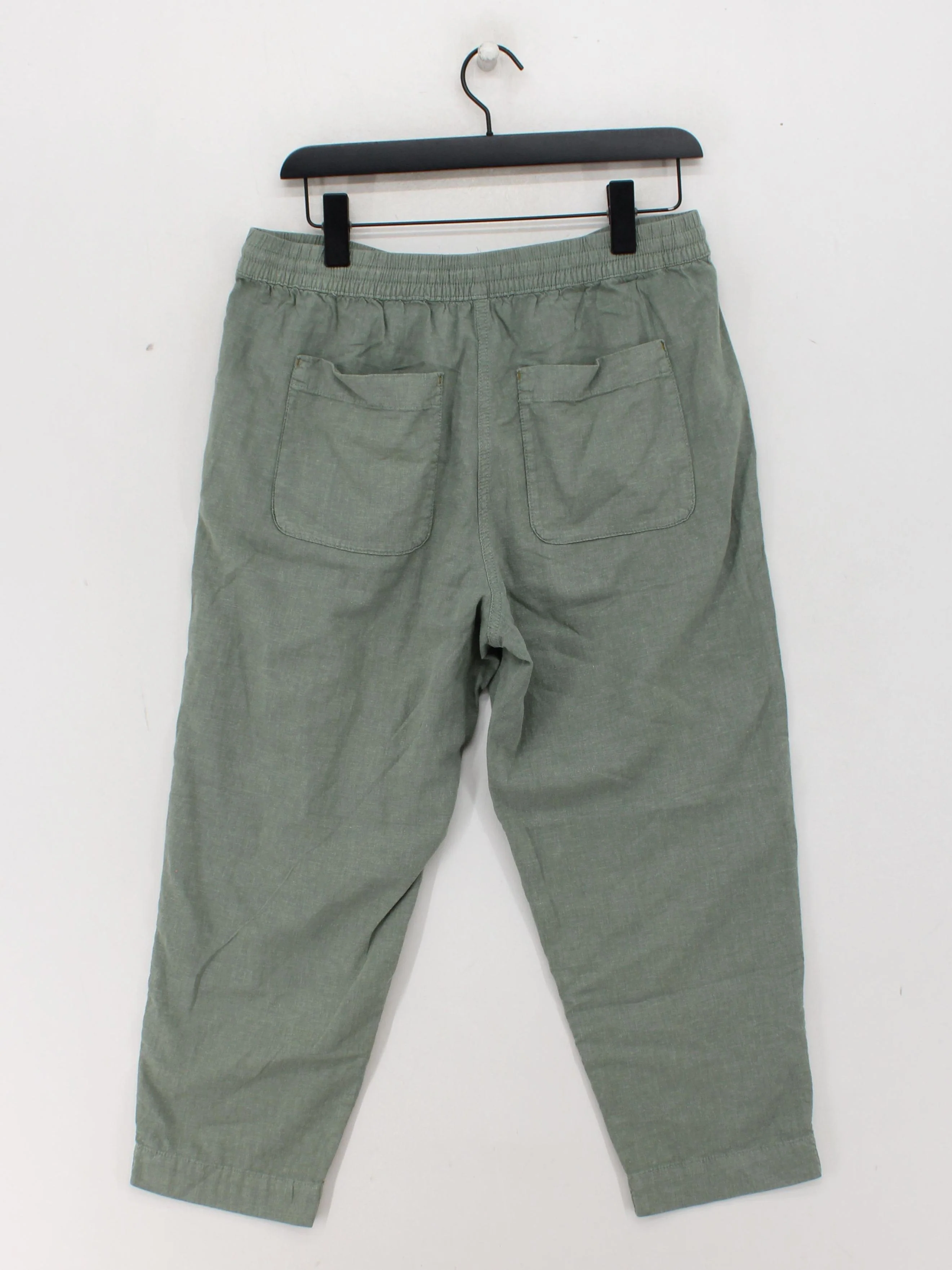 White Stuff Women's Trousers UK 12 Green Linen with Viscose Tapered Cropped - Image 2