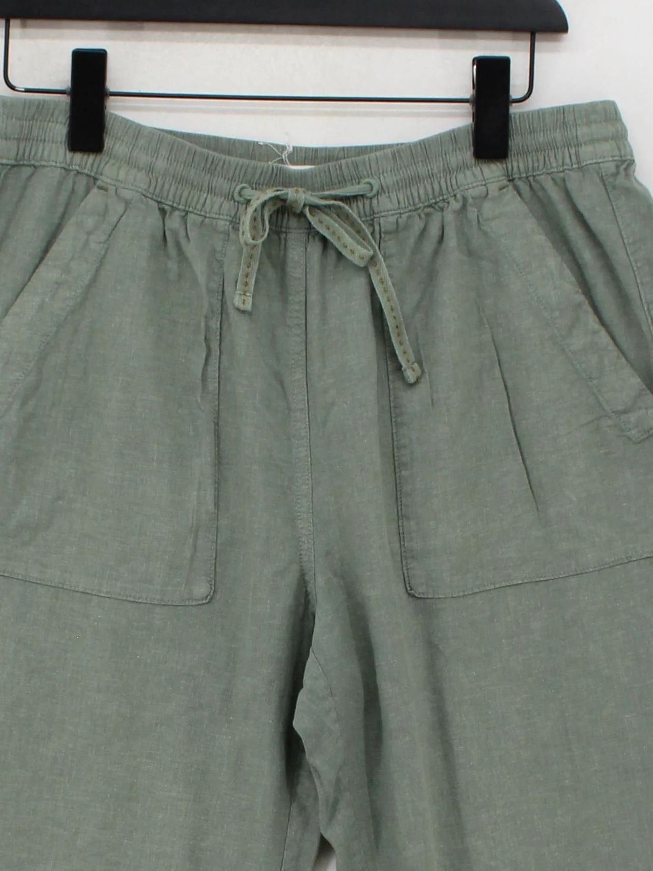 White Stuff Women's Trousers UK 12 Green Linen with Viscose Tapered Cropped - Image 3