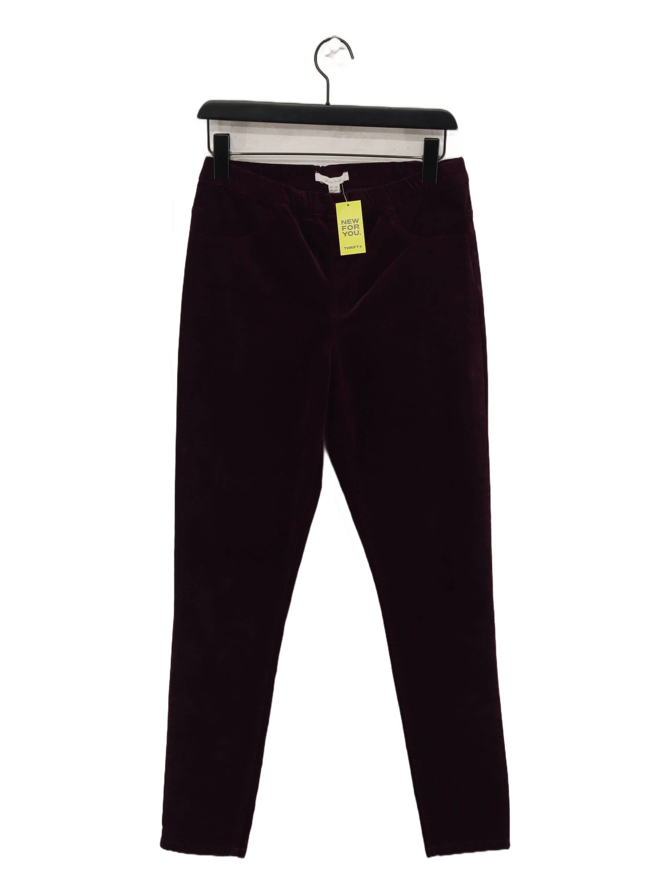 White Stuff Women's Trousers UK 12 Purple Cotton with Elastane Tapered Chino