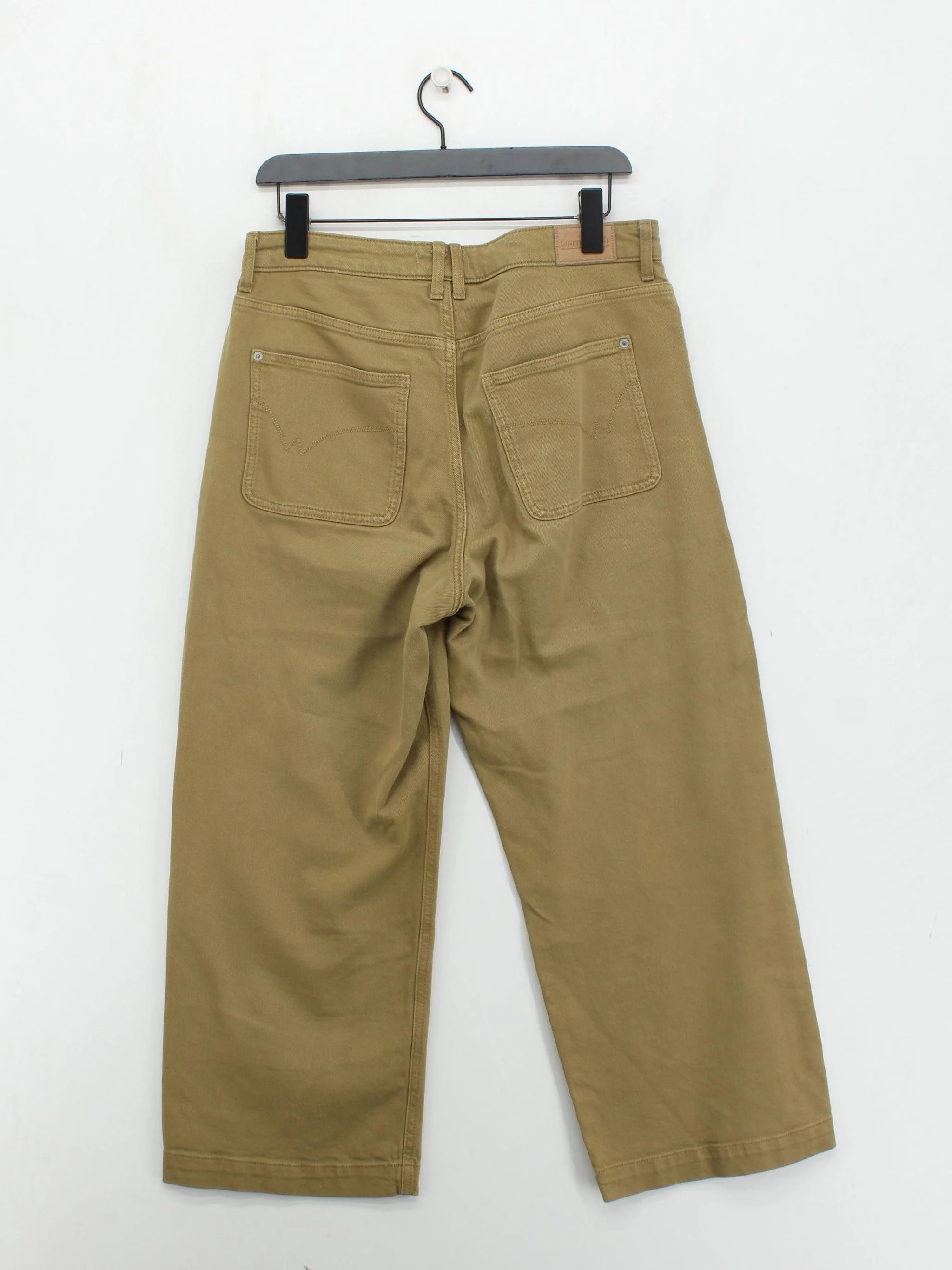 White Stuff Women's Trousers UK 12 Tan Cotton with Elastane Wide-Leg Cropped - Image 2