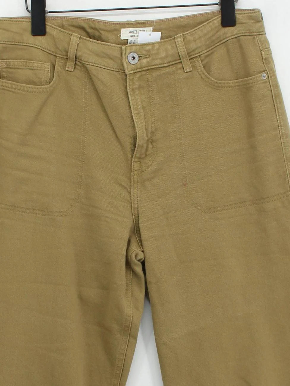 White Stuff Women's Trousers UK 12 Tan Cotton with Elastane Wide-Leg Cropped - Image 3
