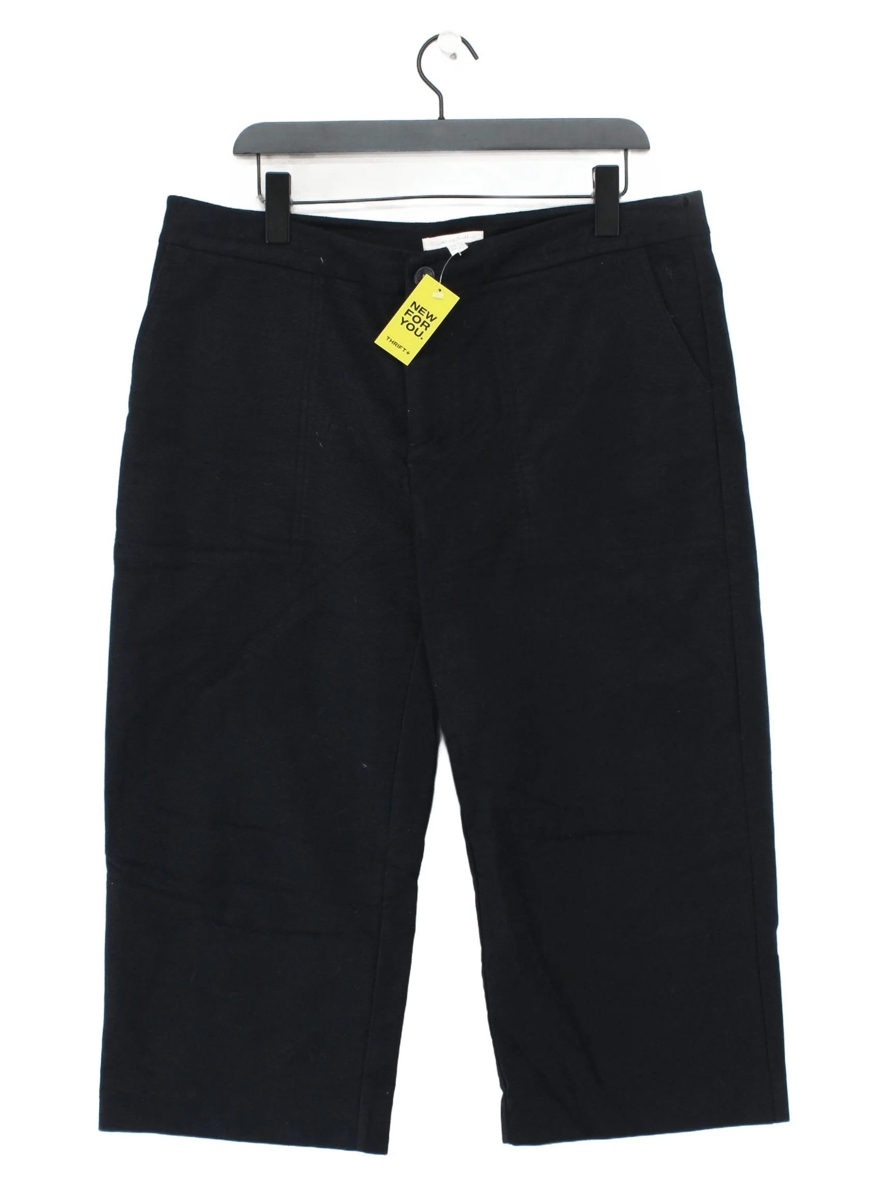 White Stuff Women's Trousers UK 14 Black Cotton with Viscose, Elastane Capri