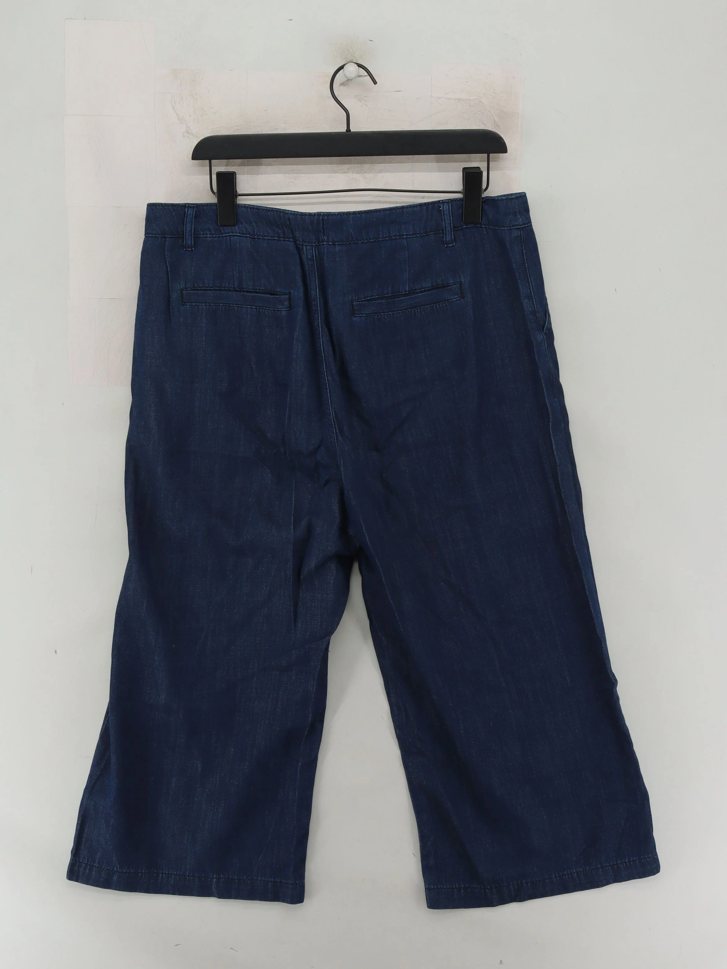 White Stuff Women's Trousers UK 14 Blue 100% Cotton Wide-Leg Capri - Image 2