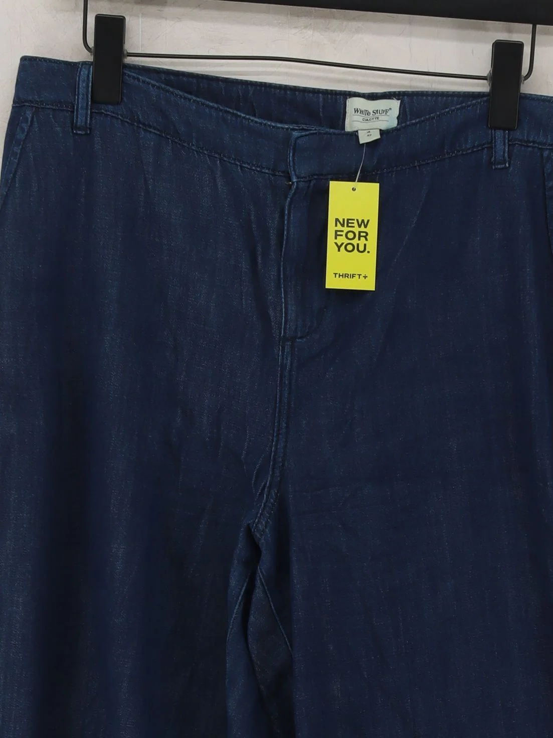 White Stuff Women's Trousers UK 14 Blue 100% Cotton Wide-Leg Capri - Image 3