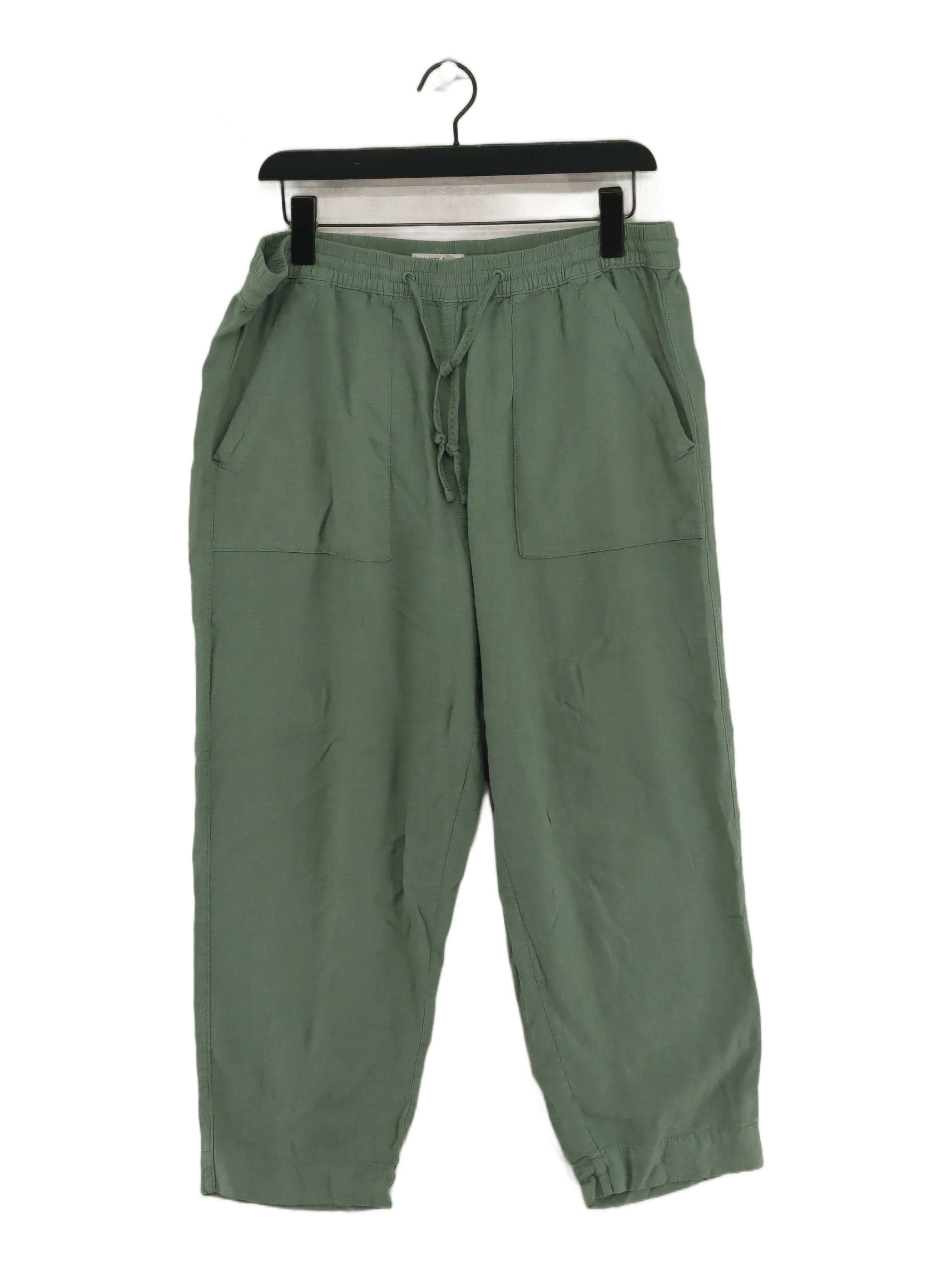 White Stuff Women's Trousers UK 14 Green Linen with Viscose Tapered Sweatpants