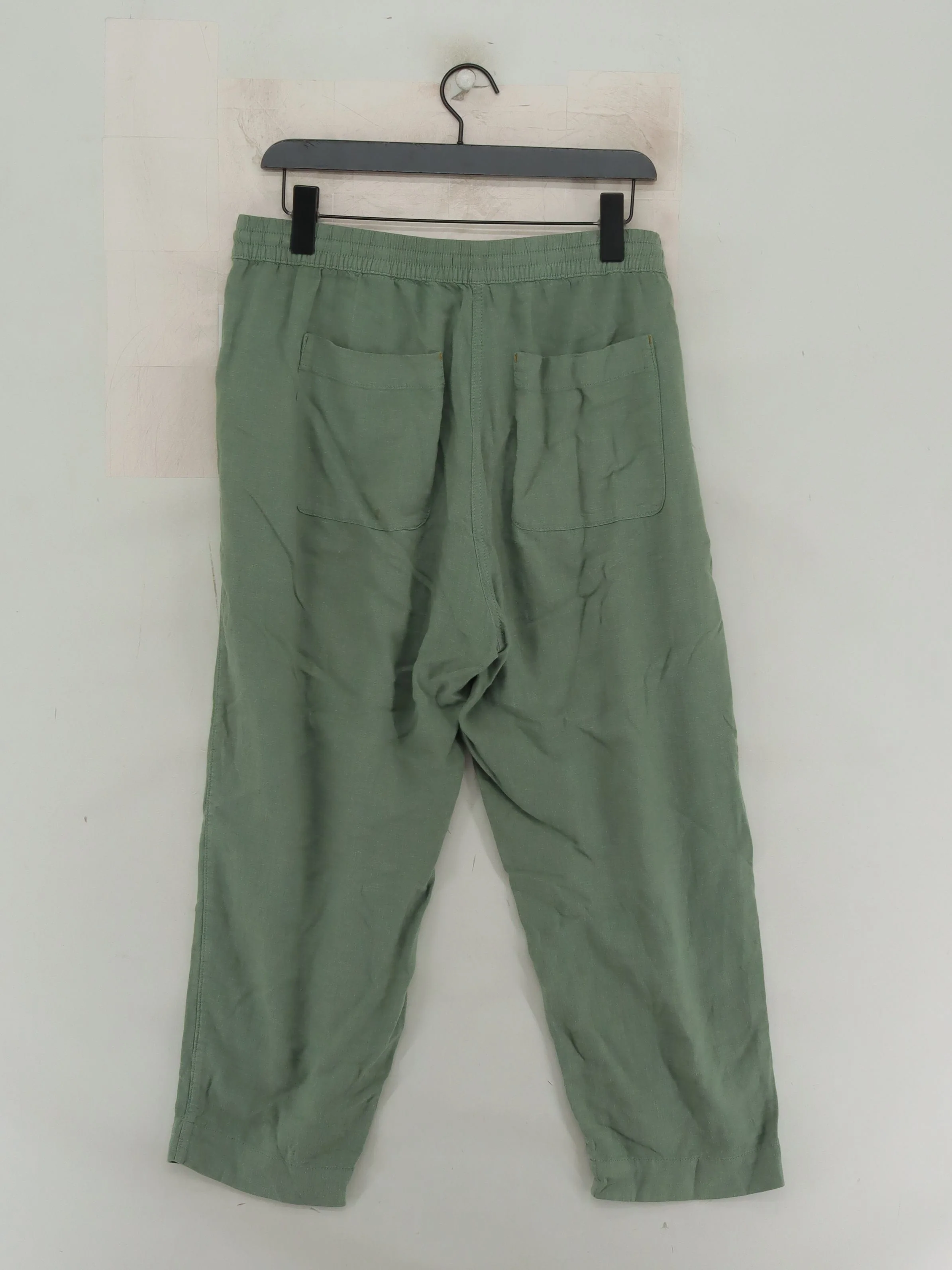 White Stuff Women's Trousers UK 14 Green Linen with Viscose Tapered Sweatpants - Image 2